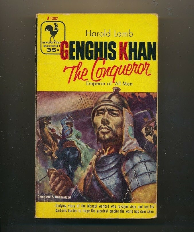 Genghis Khan The Conqueror Harold Lamb 1955 Pb Bantam A1382 Binger Cover Art