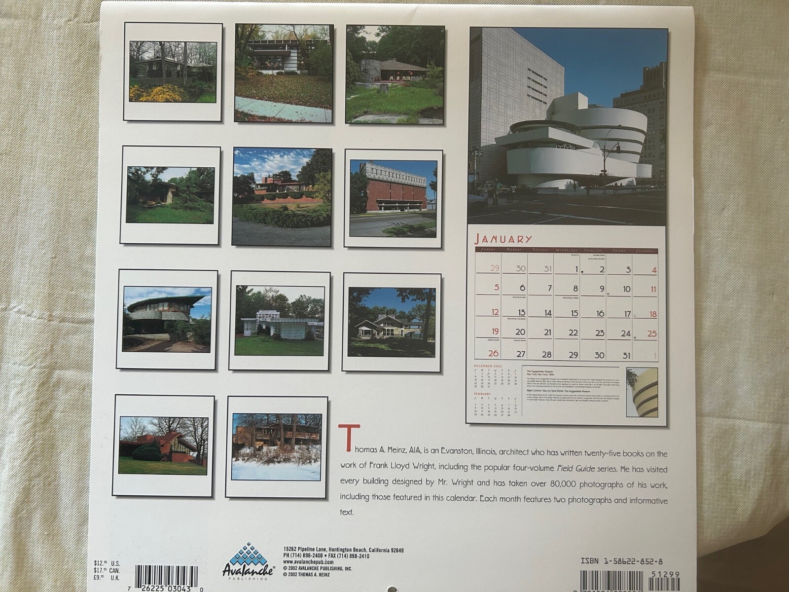 (12) Frank Lloyd Wright Calarenders 2000, 2002-2005, 2005, &, 7, 2009-2012