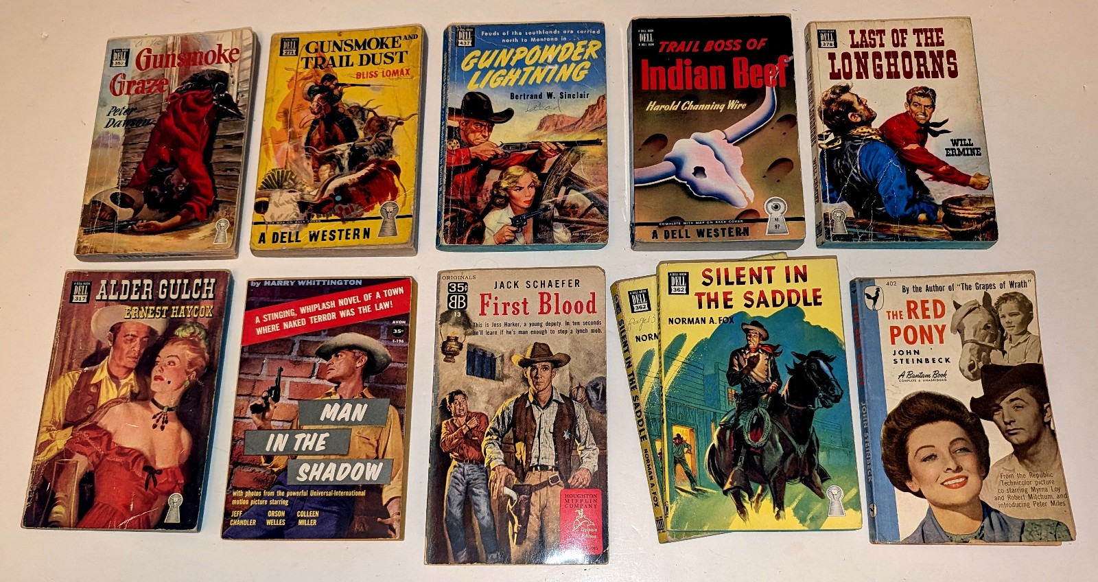 LOT OF 7 DIFFERENT DELL MAP BACKS VINTAGE WESTERN PAPERBACKS + 4 OTHER