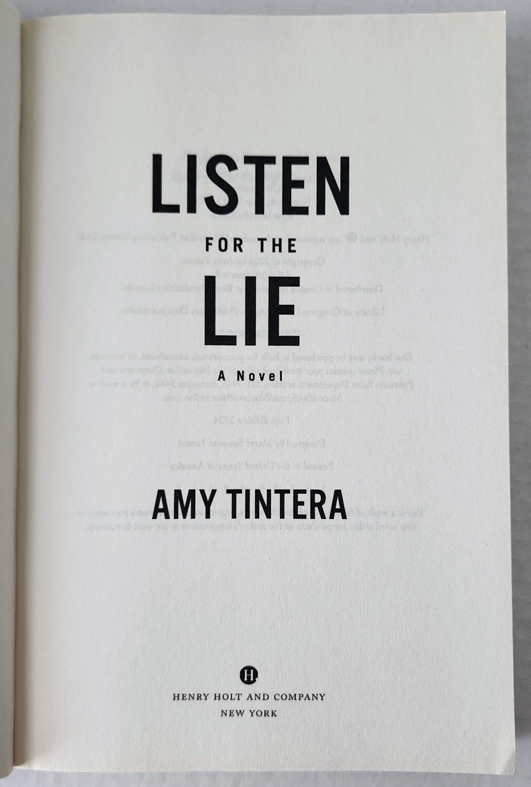 Listen for the Lie ARC Uncorrected Proof Amy Tintera 2024 Paperback