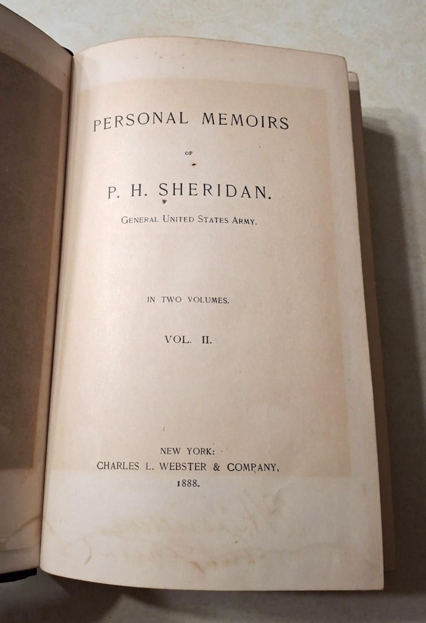 Personal Memoirs of P.H. Sheridan 1888 First Edition 2 Volume Set I & II Webster