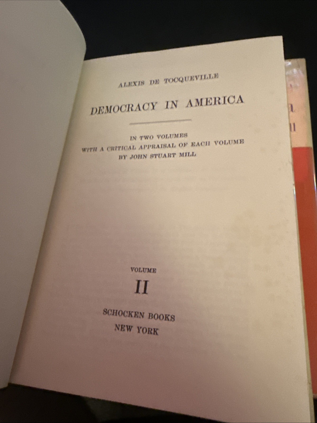 Alexis de Tocqueville Democracy in America 2 Volume Set Schocken Hardcover