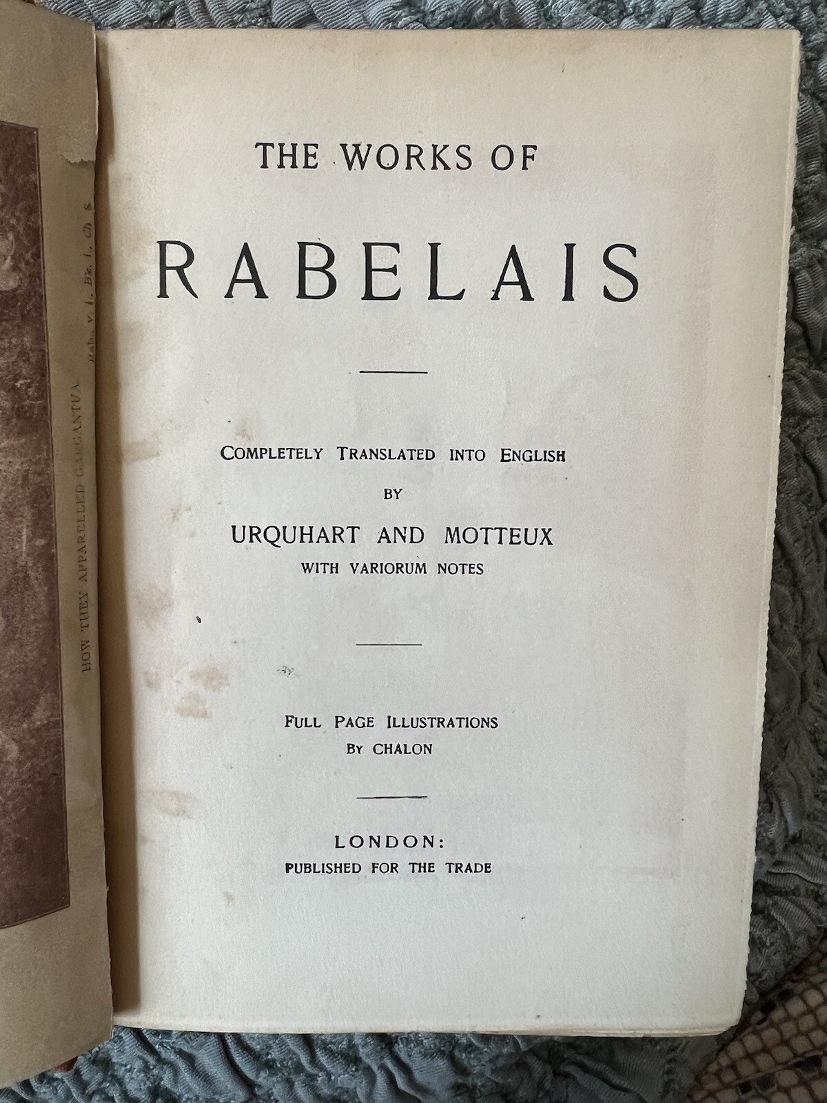 The Works of Rabelais by Urquhart and Motteux Chalon Edition Vintage Book