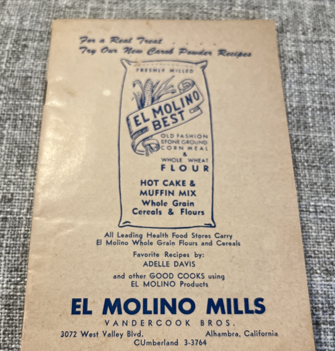 El Molino Mills Best Whole Grain Products RARE PAMPHLET. ADELLE DAVIS RECIPES