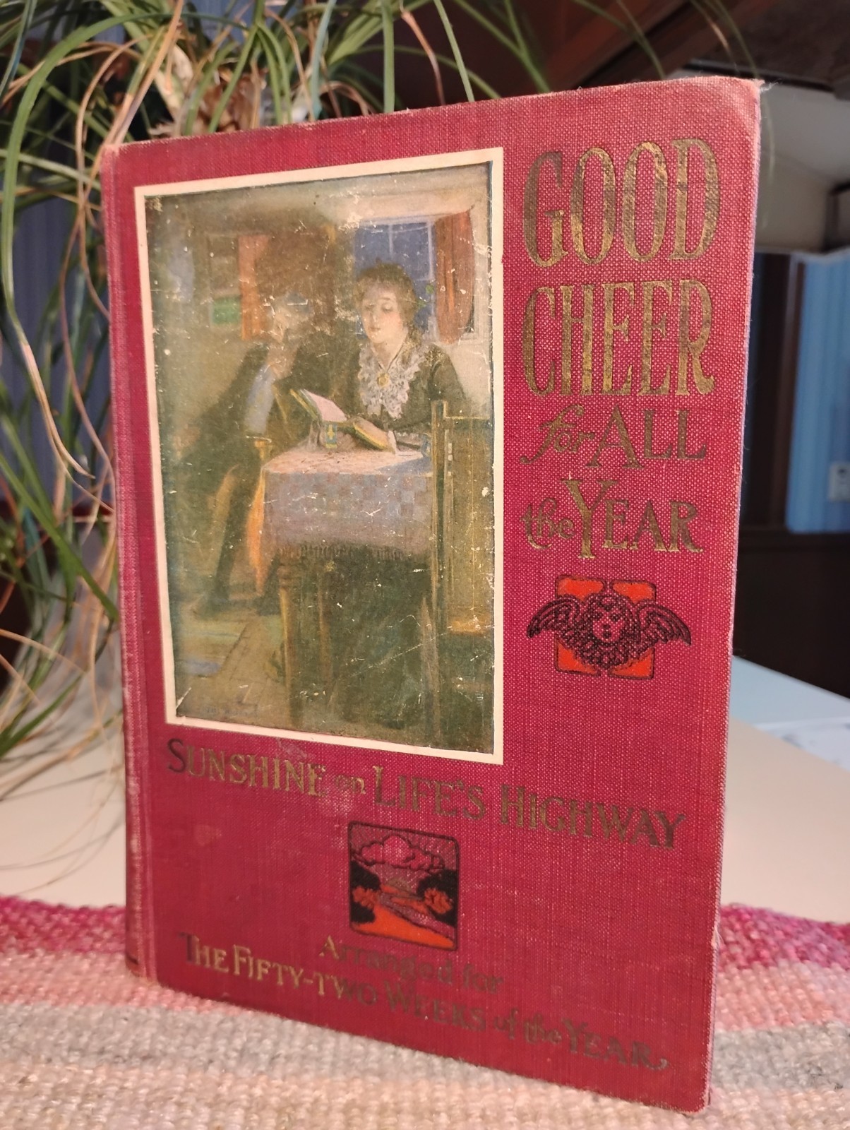 Good Cheer for All Year VTG ATQ Beautiful Victorian Red Decor HC Inspiration HTF