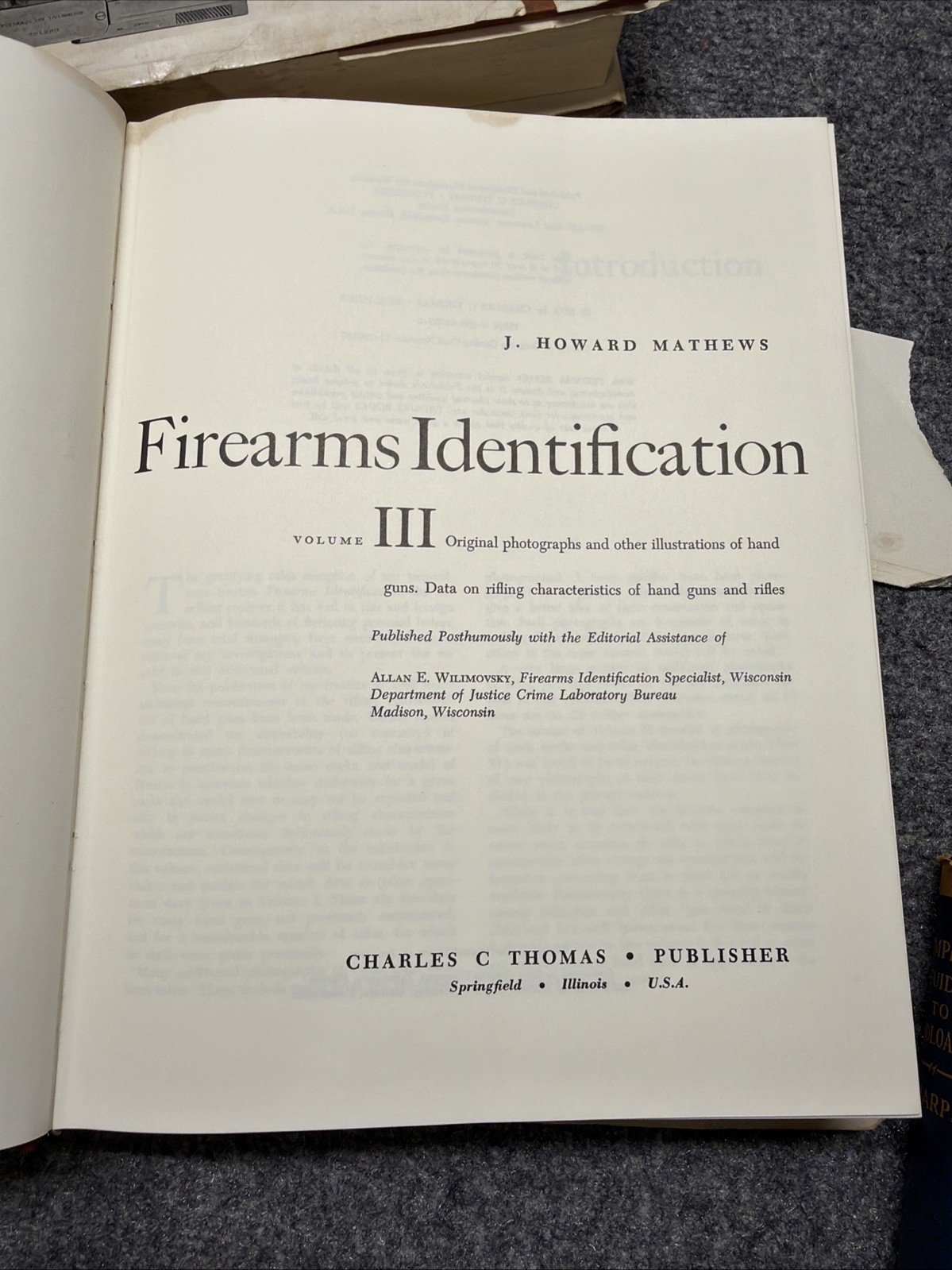 Firearms Identification J Howard Mathews Vol 1-3 Hardcover Books Complete Set