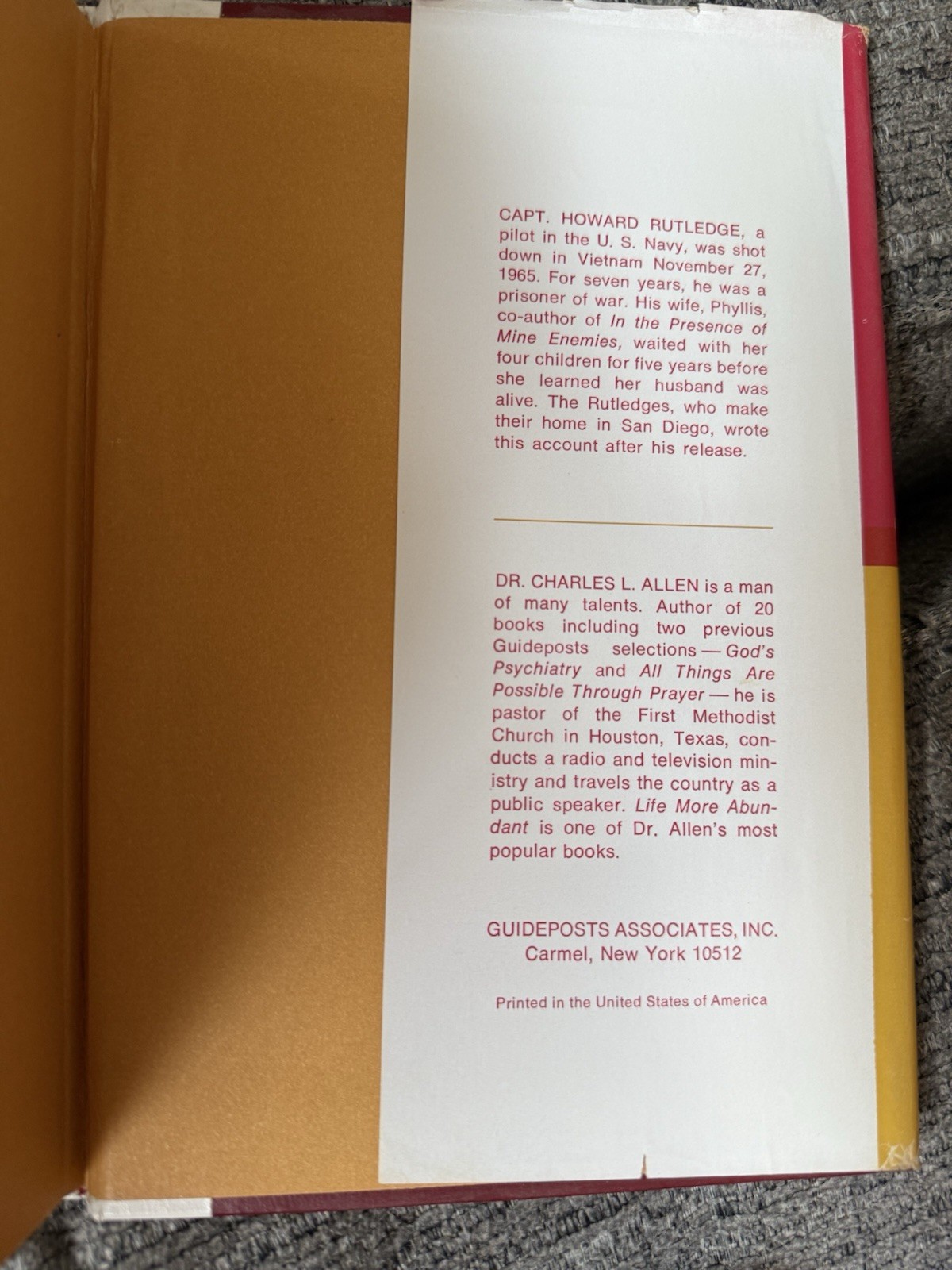 Vietnam POW Memoir In the Presence of Mine Enemies 1973 Hardcover DJ