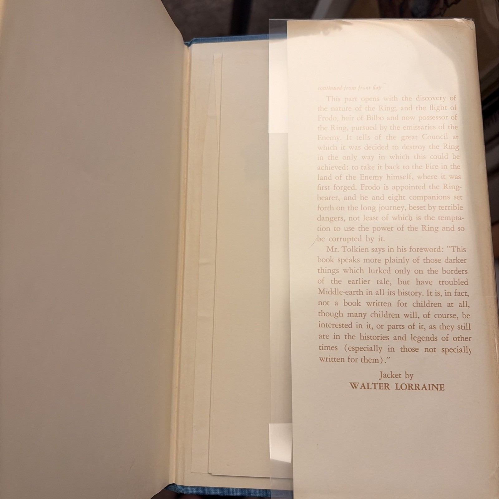 J R R Tolkien / THE FELLOWSHIP OF THE RING 1st Edition