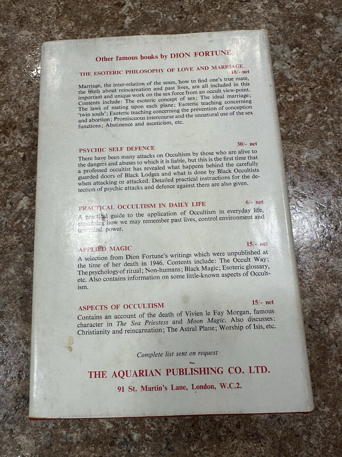 Sane Occultism by Dion Fortune 1967 HCDJ Psychic Pathologies Mental Astrology