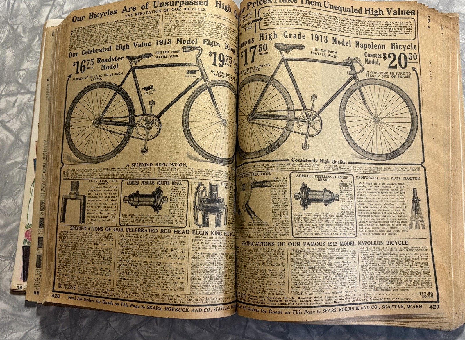 ORIGINAL 1913 SEARS ROEBUCK CATALOG NO. 126 SEATTLE CHICAGO AS IS