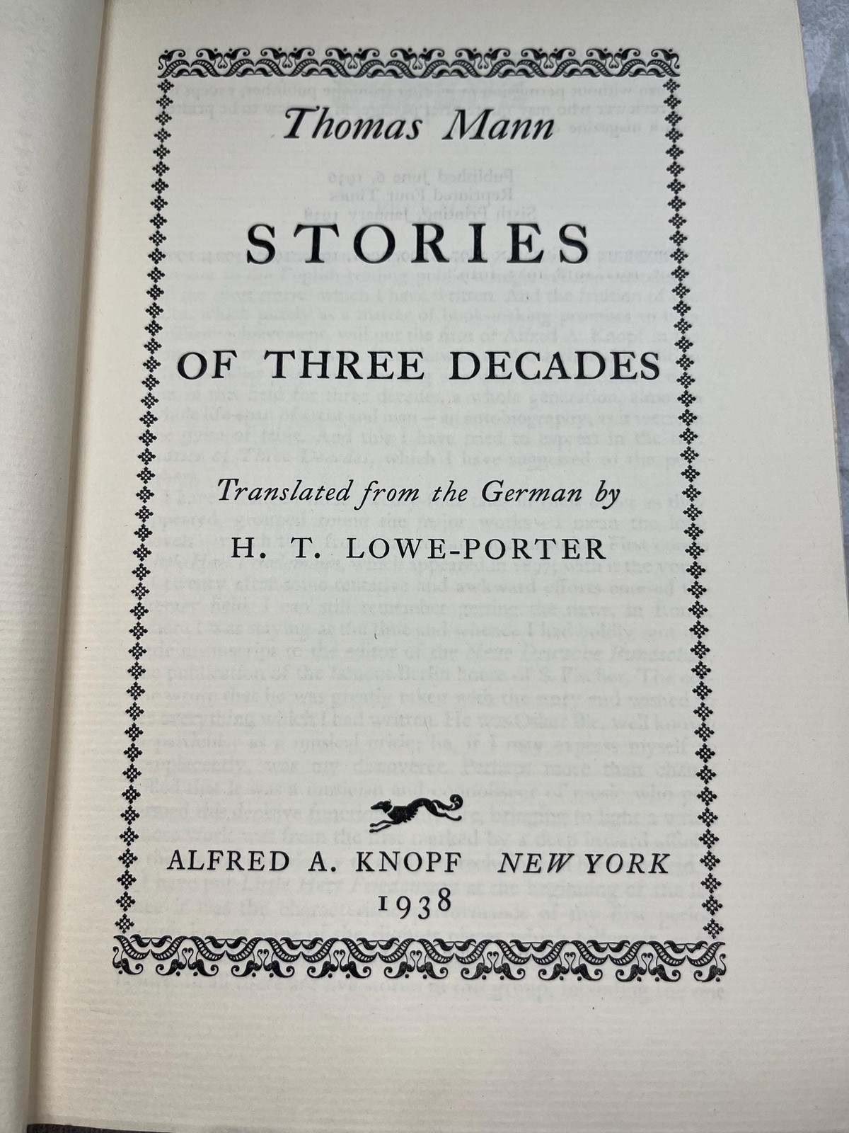 1938 Thomas Mann Stories of Three Decades w scarce original jacket, 6th printing