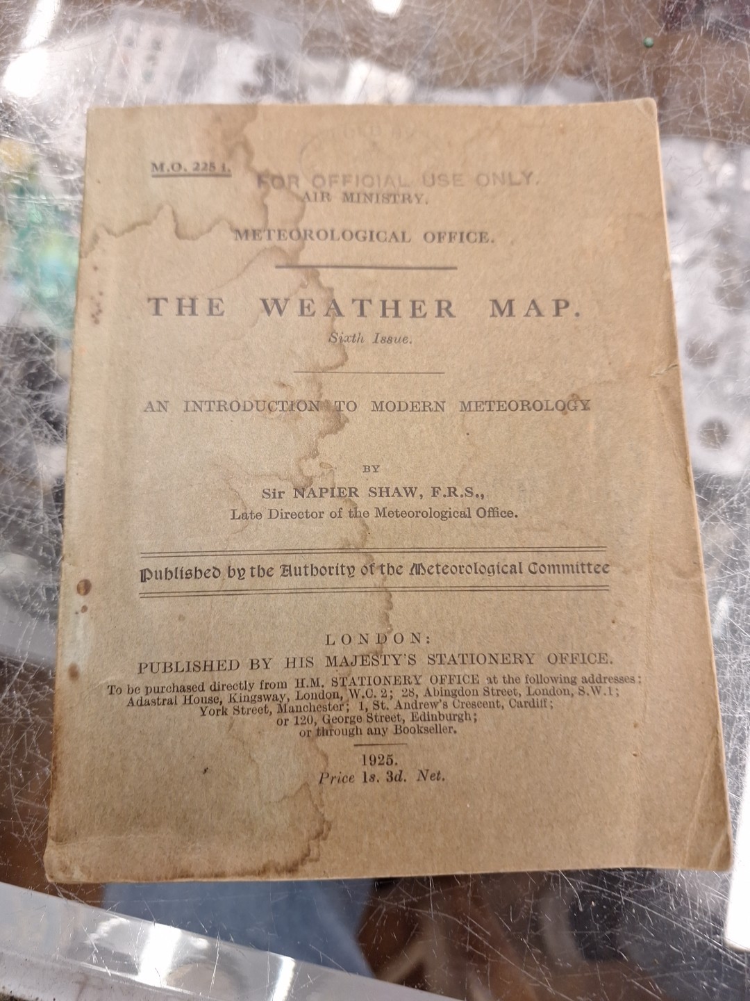 The Weather Map Sixth Issue By Sir Napier Shaw, 1925 SANA