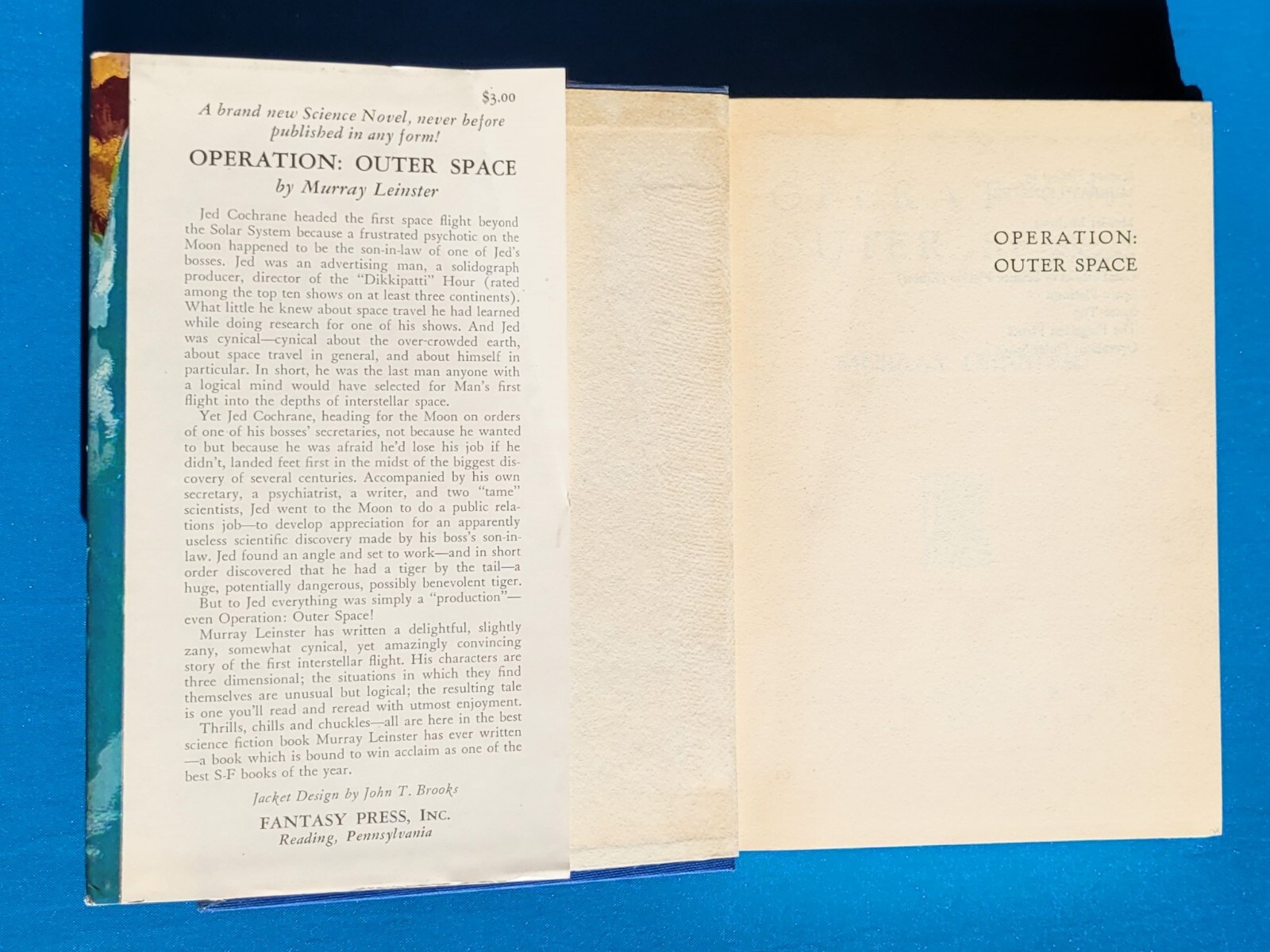 1954 OPERATION OUTER SPACE by Murray Leinster – First Edition HCDJ Clean