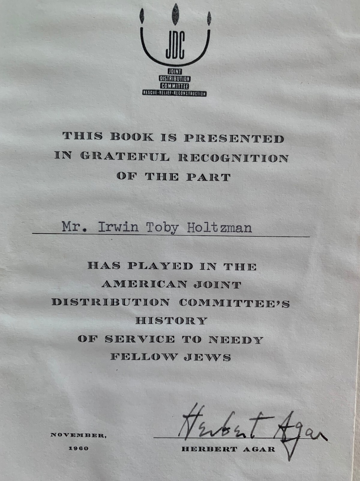 SIGNED – THE SAVING REMNANT – An account of Jewish survival by HERBERT AGAR
