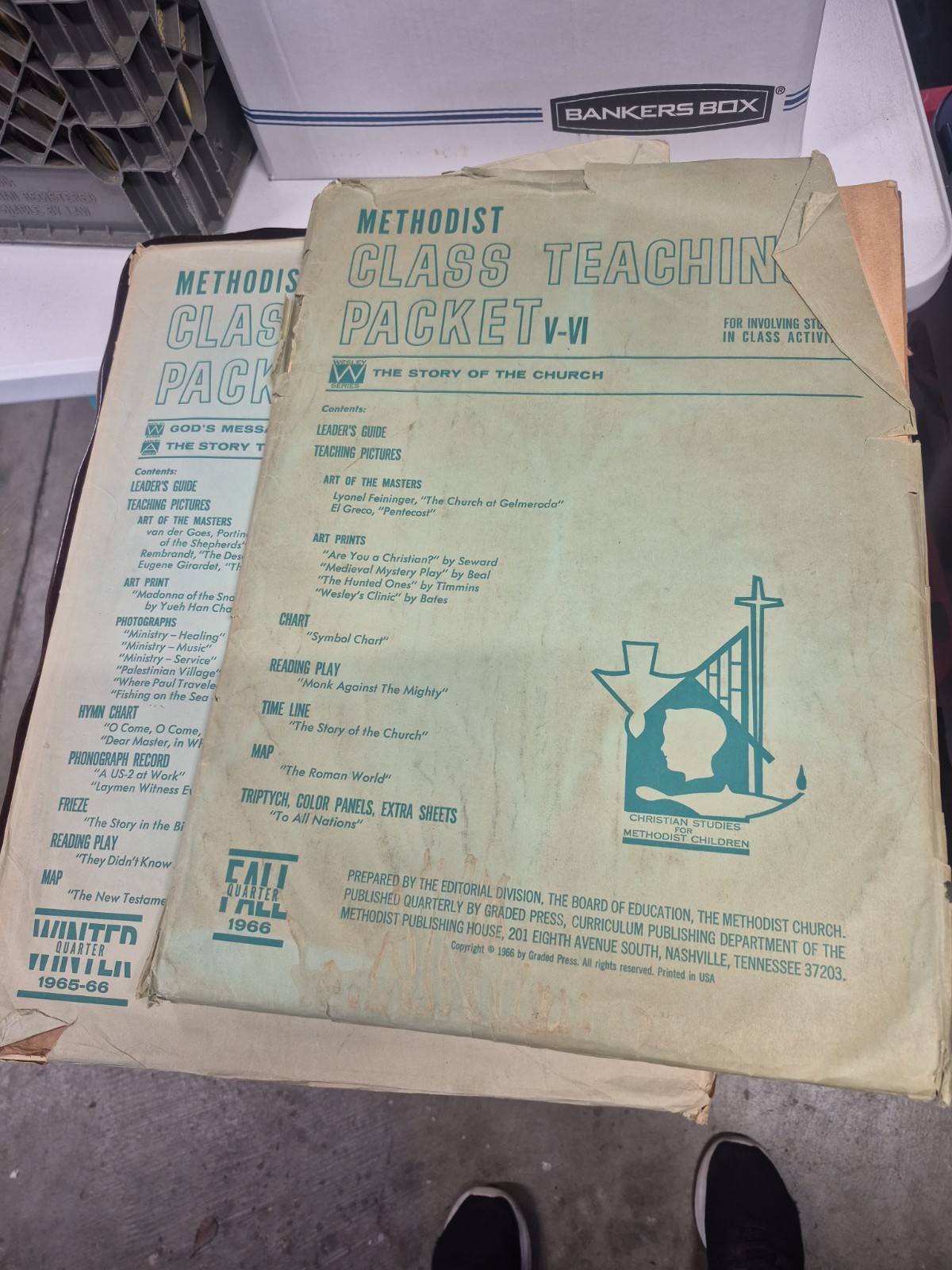 Vintage 1966 Methodist Class Teach Pack COMPLETE Set Maps Prints Record Sunday