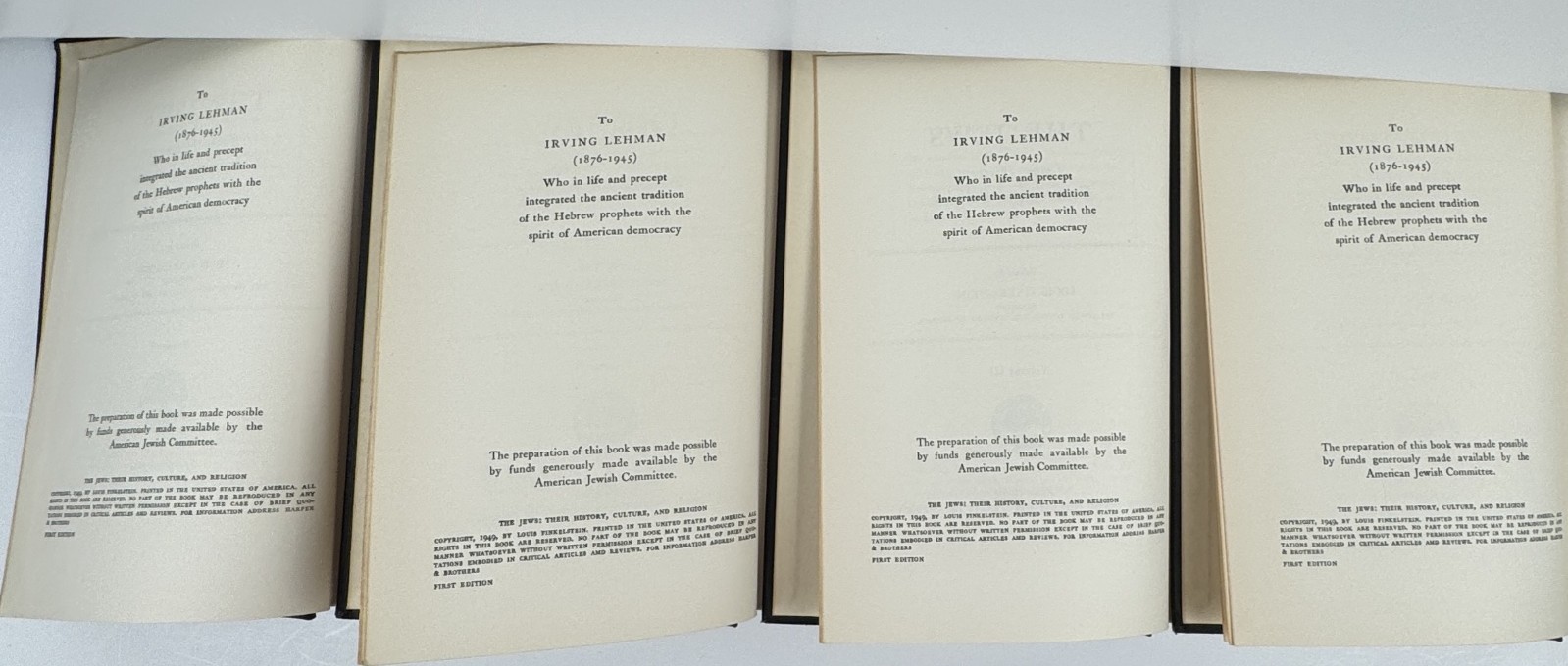 Louis Finkelstein The Jews 4 Volume First Edition Judaica History Religion Set