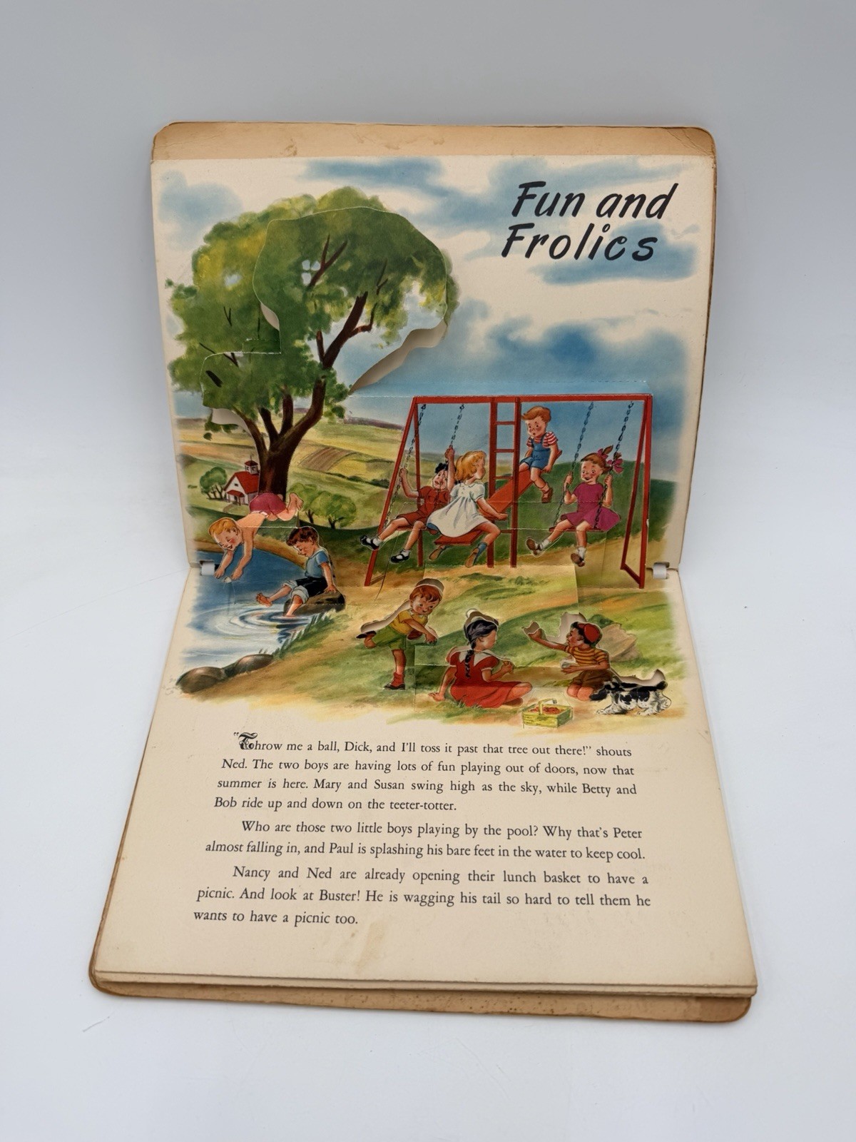Vintage Play Time In Action Pop Up Book 1949 Softcover Spiral Bound Children’s B