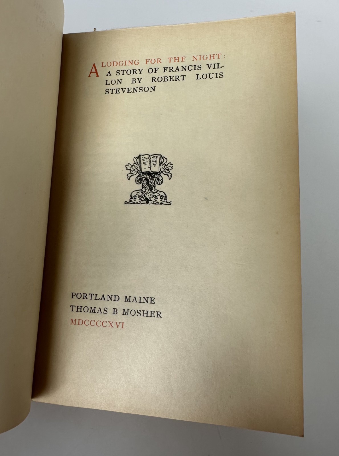 MOSHER Vellum Robert Louis STEVENSON Lodging for the Night Francois Villon 1916