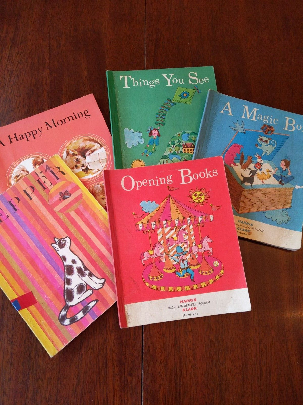 Lot 5 Vintage Preprimer Primer Readers MacMillan Harper Row HBJ Mary Jeff Mike
