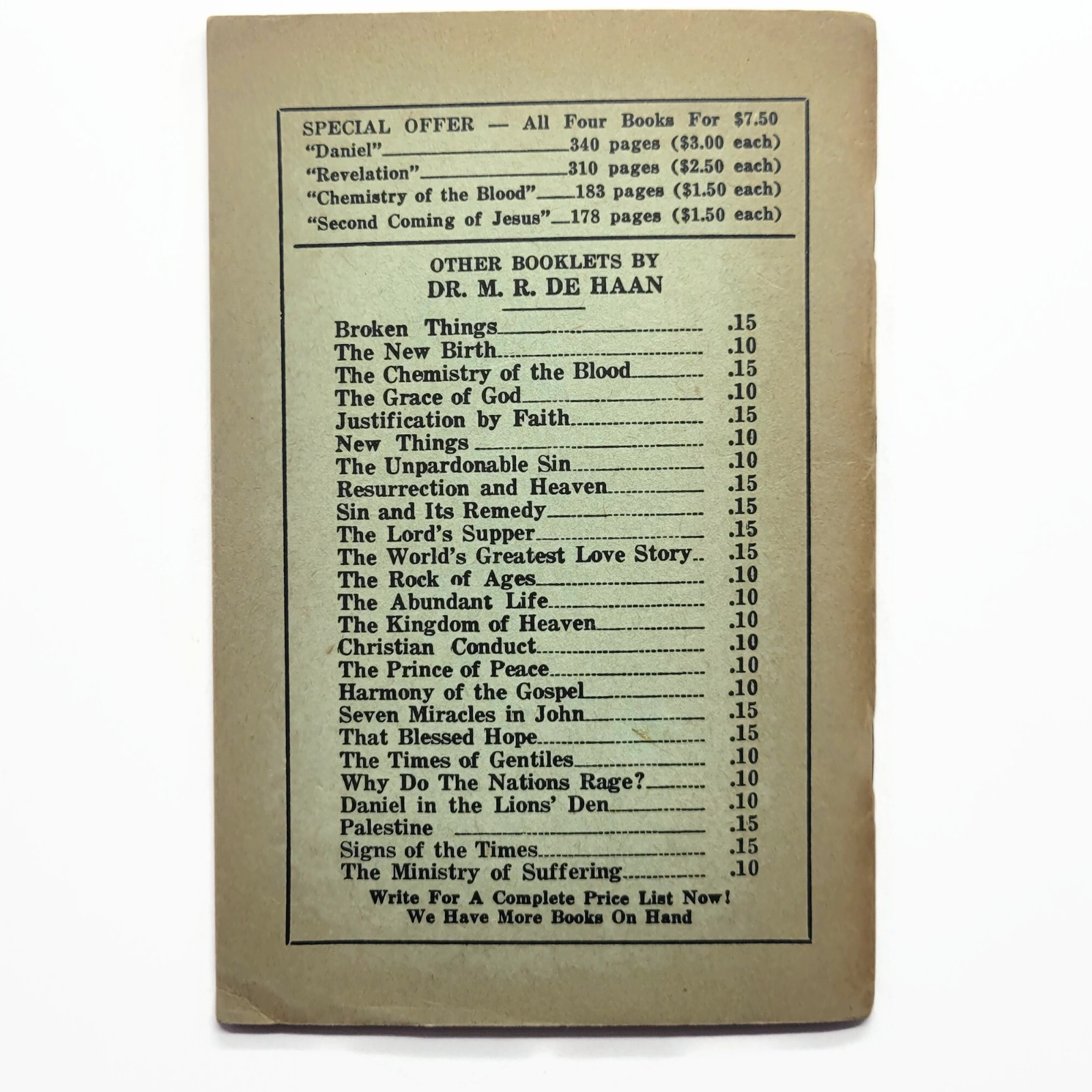 Vintage M.R. De Haan The Holy Spirit Five Radio Sermons Booklet Grand Rapids MI