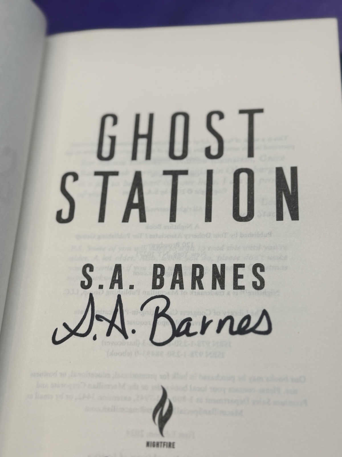 Ghost Station S.A. Barnes First Edition First Printing Signed Hardcover