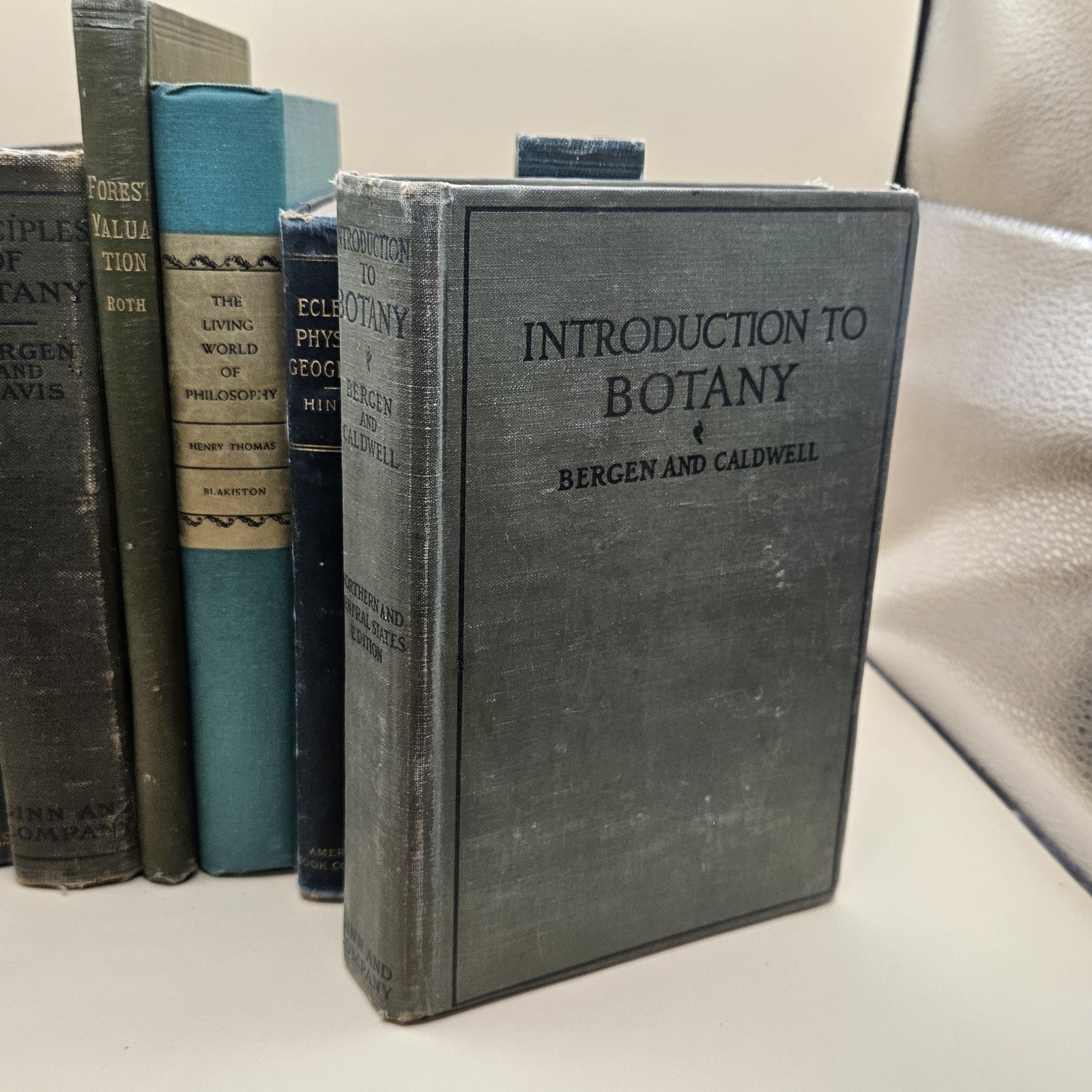 Nice Lot Of 10 Vintage Textbooks Green Cloth Hardcovers Botany Geography