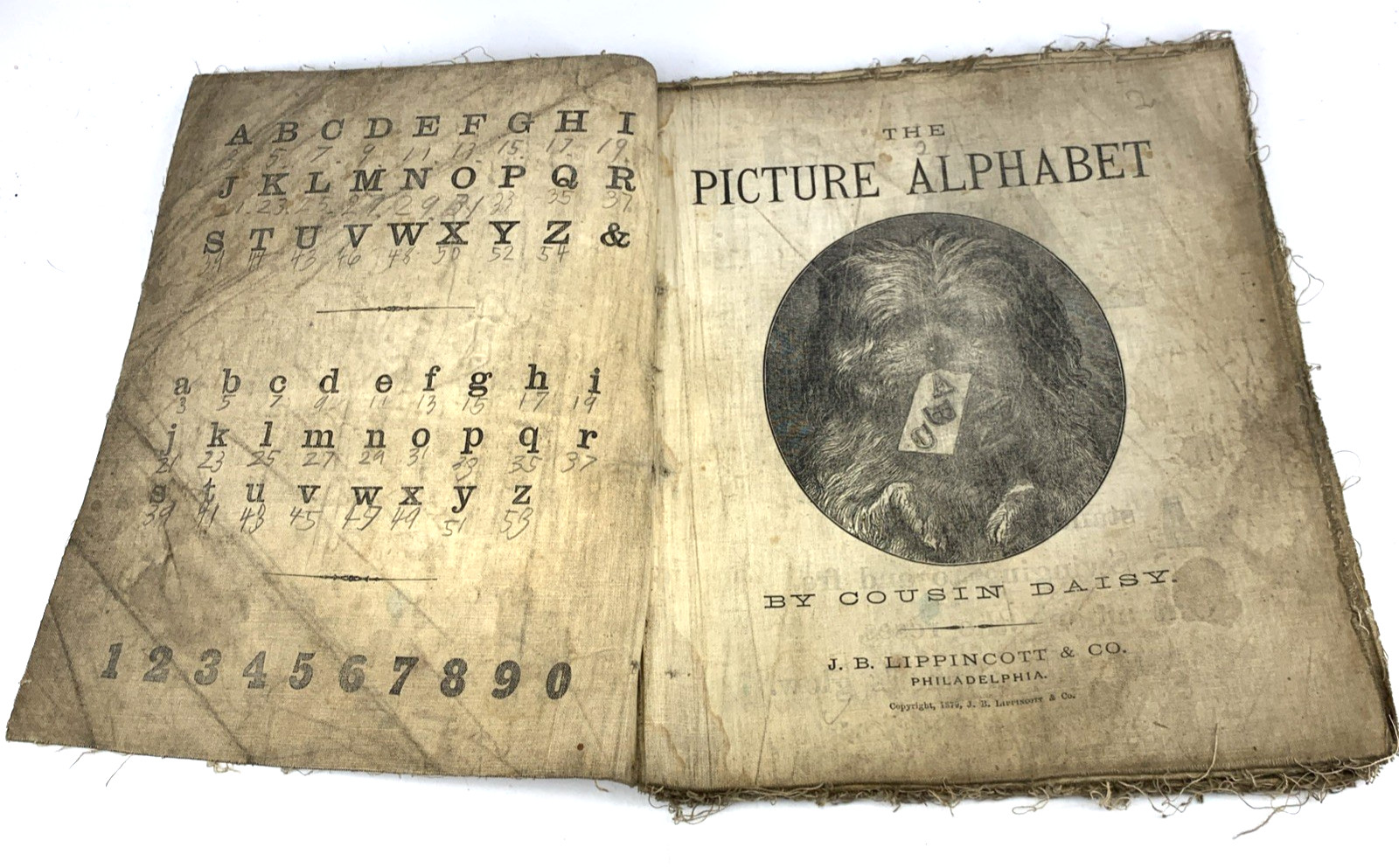 The Picture Alphabet Book Cloth 1879 Cousin Daisy Illustrated 9.5 x 8″ Antique