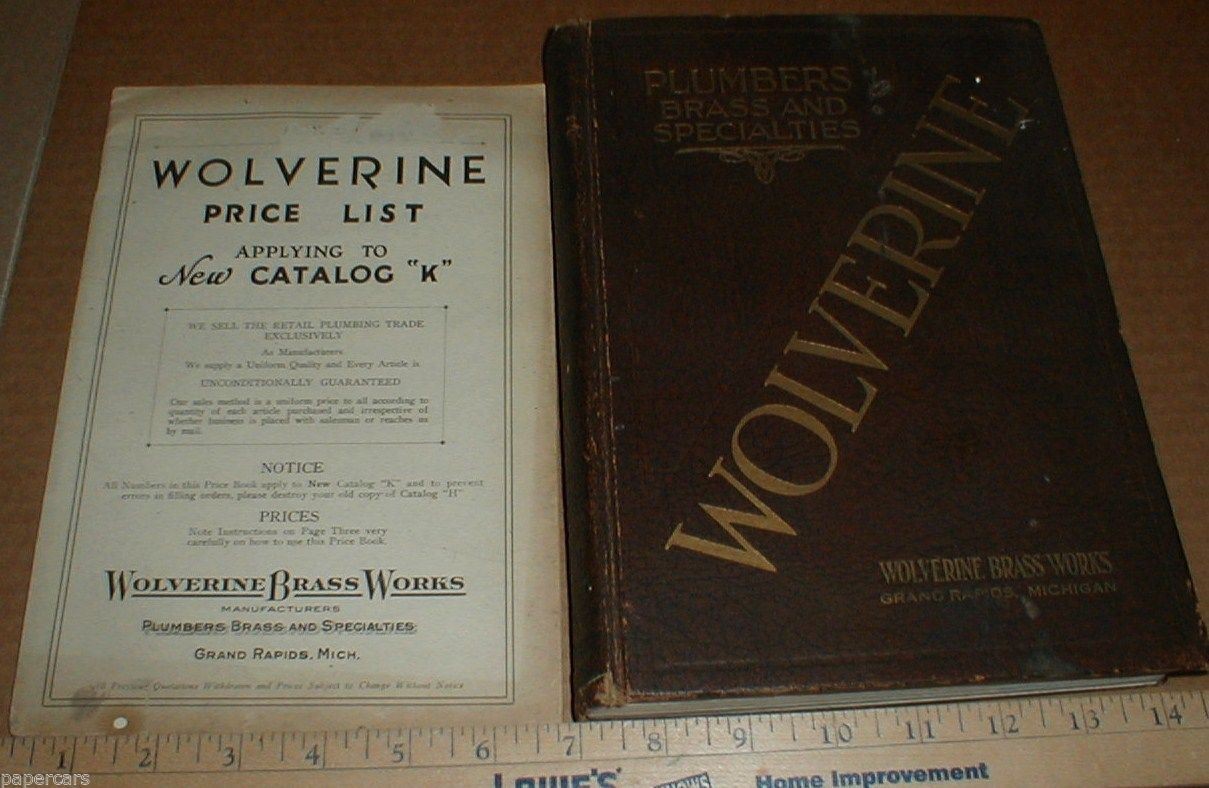 Wolverine Plumbing Brass Works Grand Rapids MI vtg old 1924 Catalog + Price List