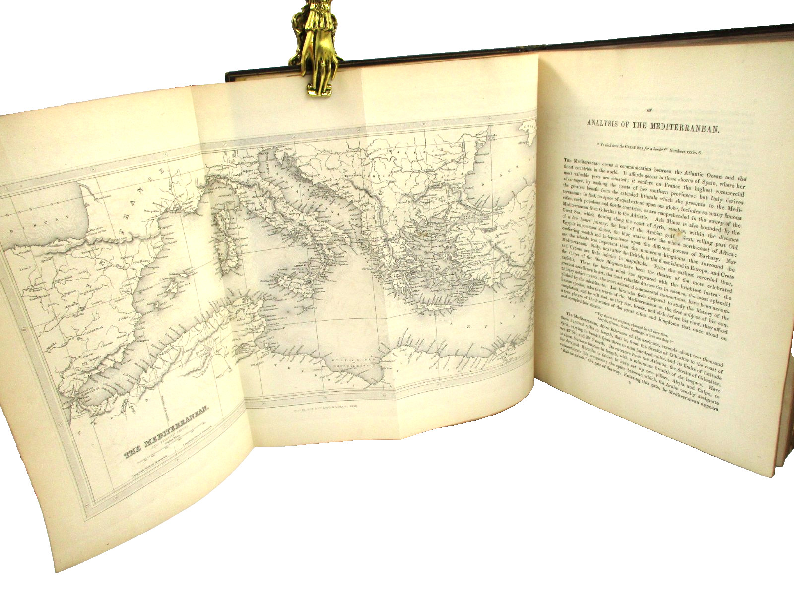 The Shores and Islands of the Mediterranean 1840s ANTIQUE FOLIO ENGRAVINGS MAP