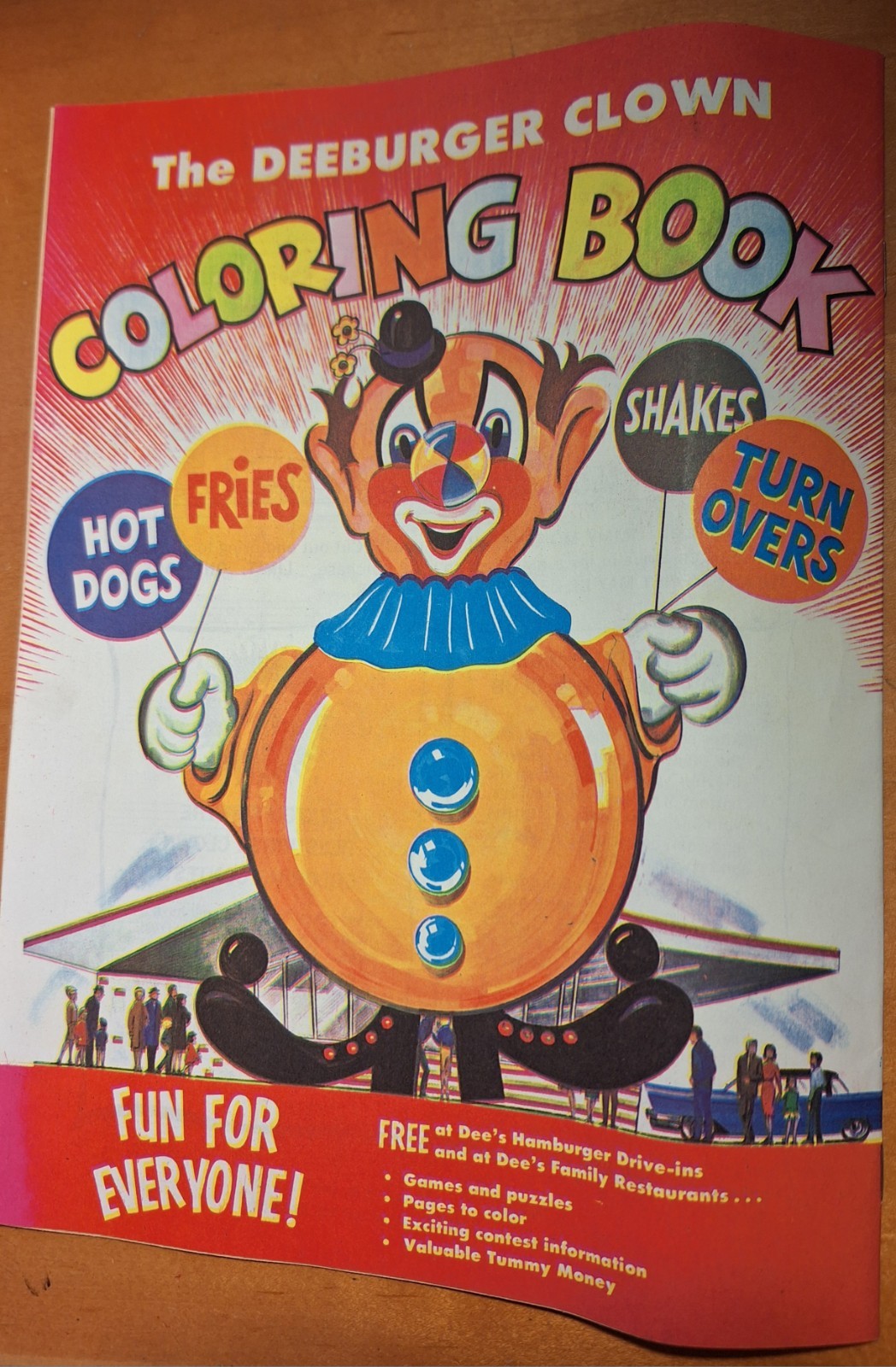 Collectible Vintage Deeburger Clown Coloring Book from Dee’s Salt Lake City Utah