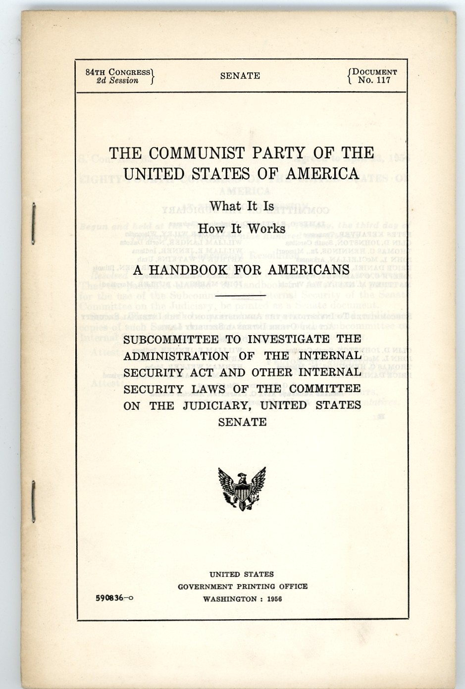 The Communist Party of the United States of America 1956 Senate Committee Report