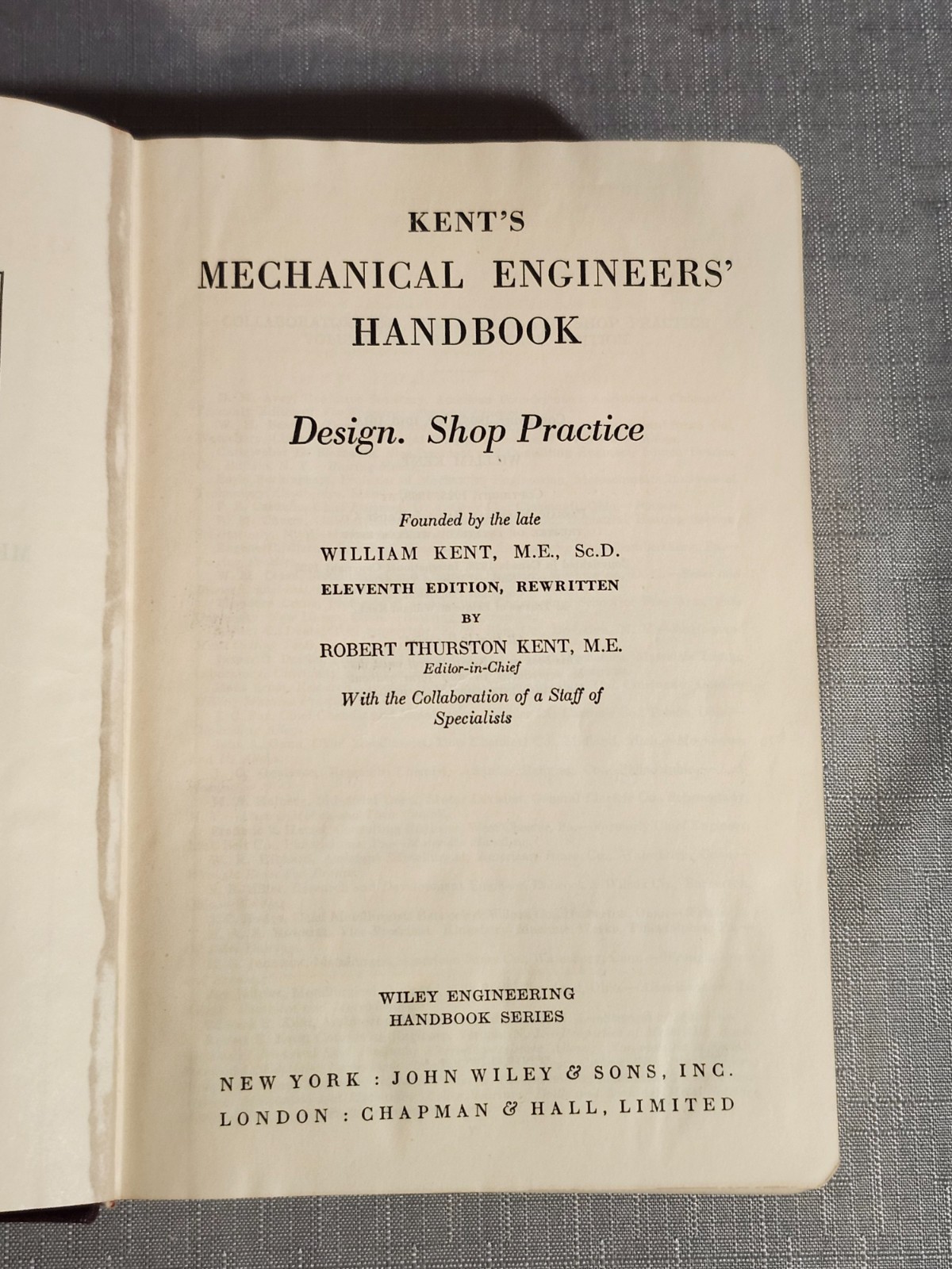 Kent’s Mechanical Engineers‘ Handbook by William Kent 1938
