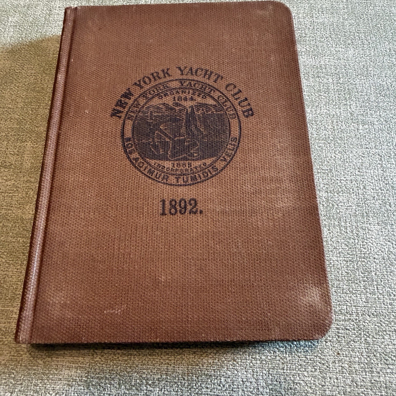 Antique 1892 New York Yacht Club Book Flag Lithographs Maritime Guilded Age