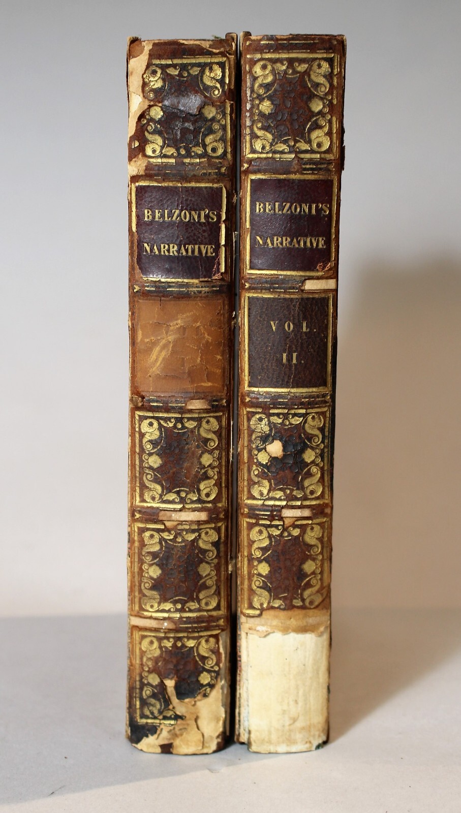 3rd Ed. (1822) 2 Vol. Full Calf Bound Set „Belzoni’s Narrative“ by G.B. Belzoni