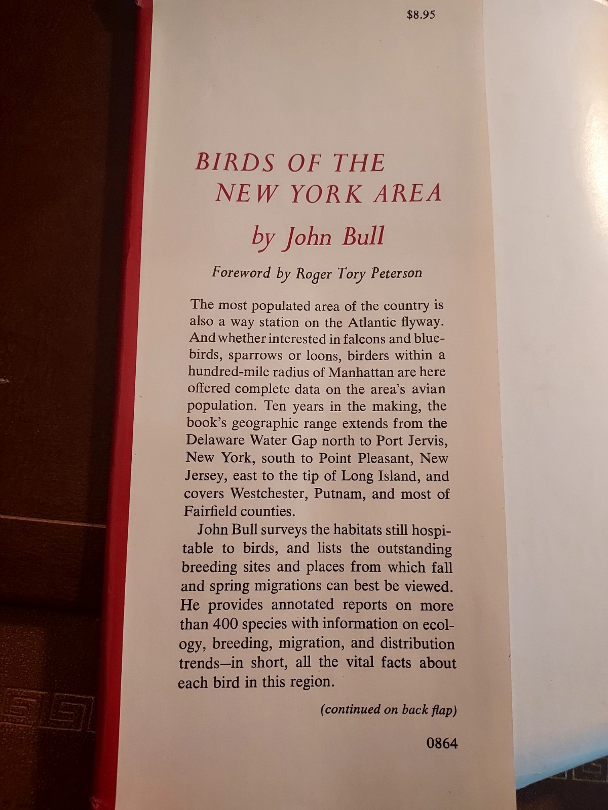 BIRDS OF THE NEW YORK AREA by John Bull, SIGNED, 1st Edition