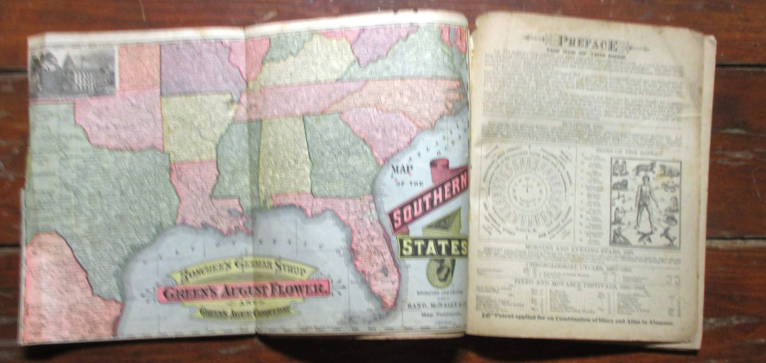 1881 Green’s Diary & Almanac Printed in Woodbury New Jersey – Map of Ohio
