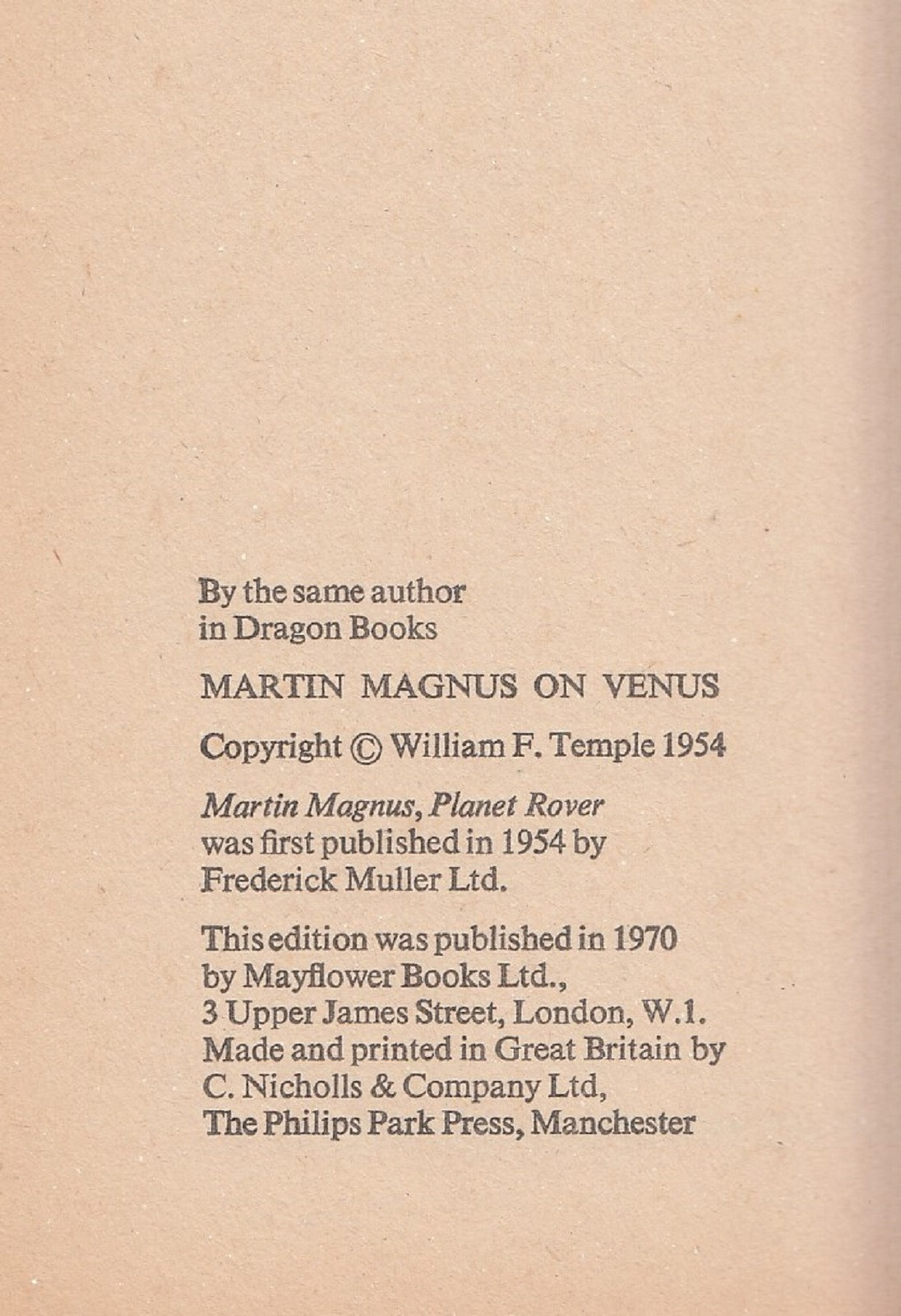 THE RETURN (Pel Torro/Fanthorpe)/MARTIN MAGNUS, PLANET ROVER (William F. Temple)
