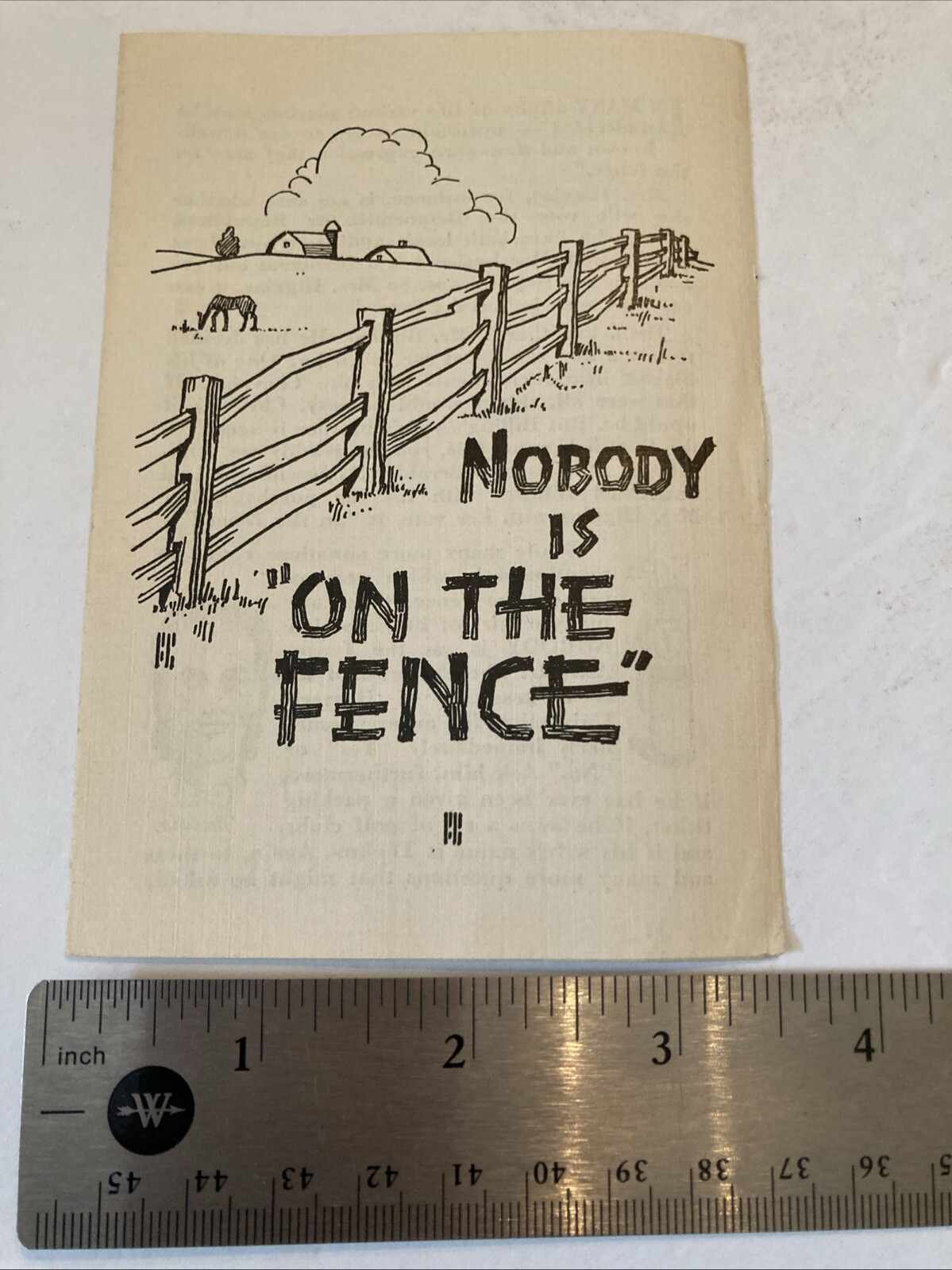 Nobody is On The Fence Continental Press Tract Booklet Pamphlet 60s 70s