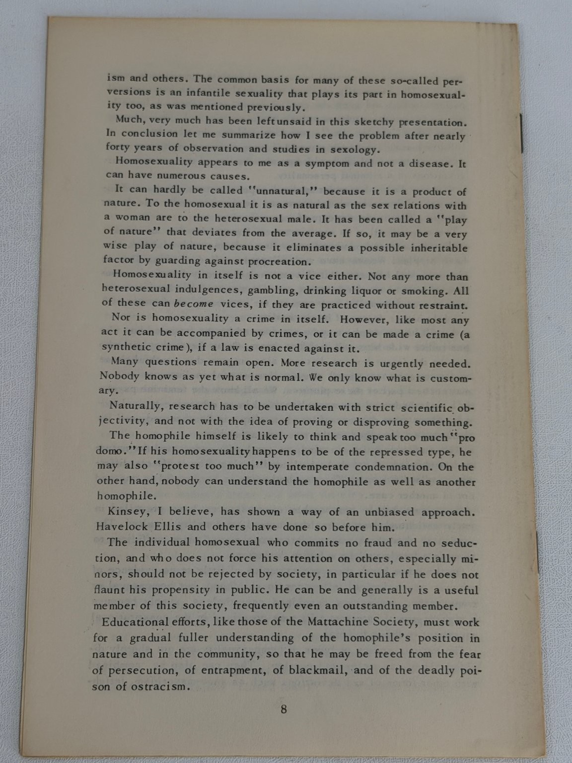 In Time… we must accept Harry Benjamin MD Mattachine Society 1958 LGBTQ