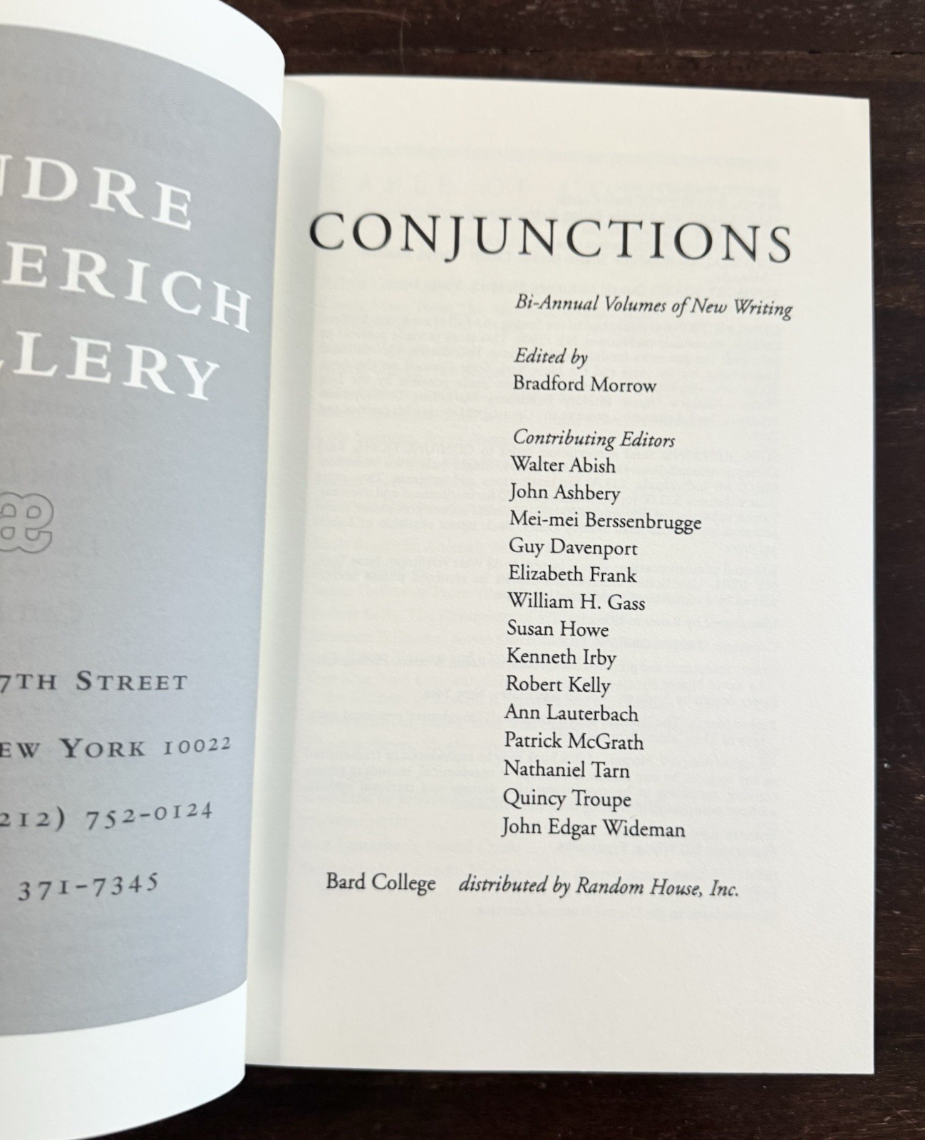 Conjunctions The Credos Issue literary magazine Ashbery Creeley Acker Gass