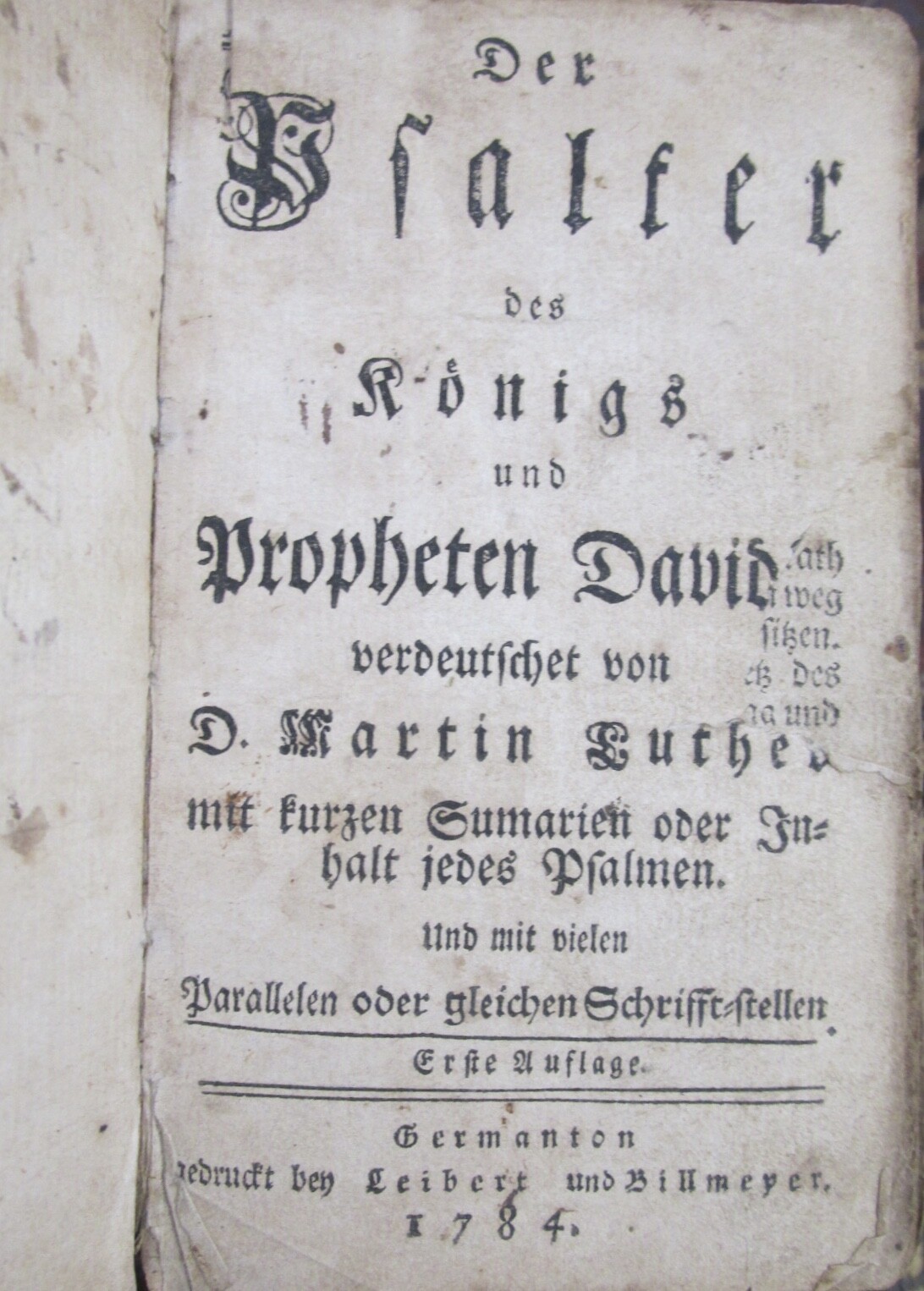 1784 Germantown, Pennsylvania DER PSALTER Psalms Wooden Boards Rare Leather Book