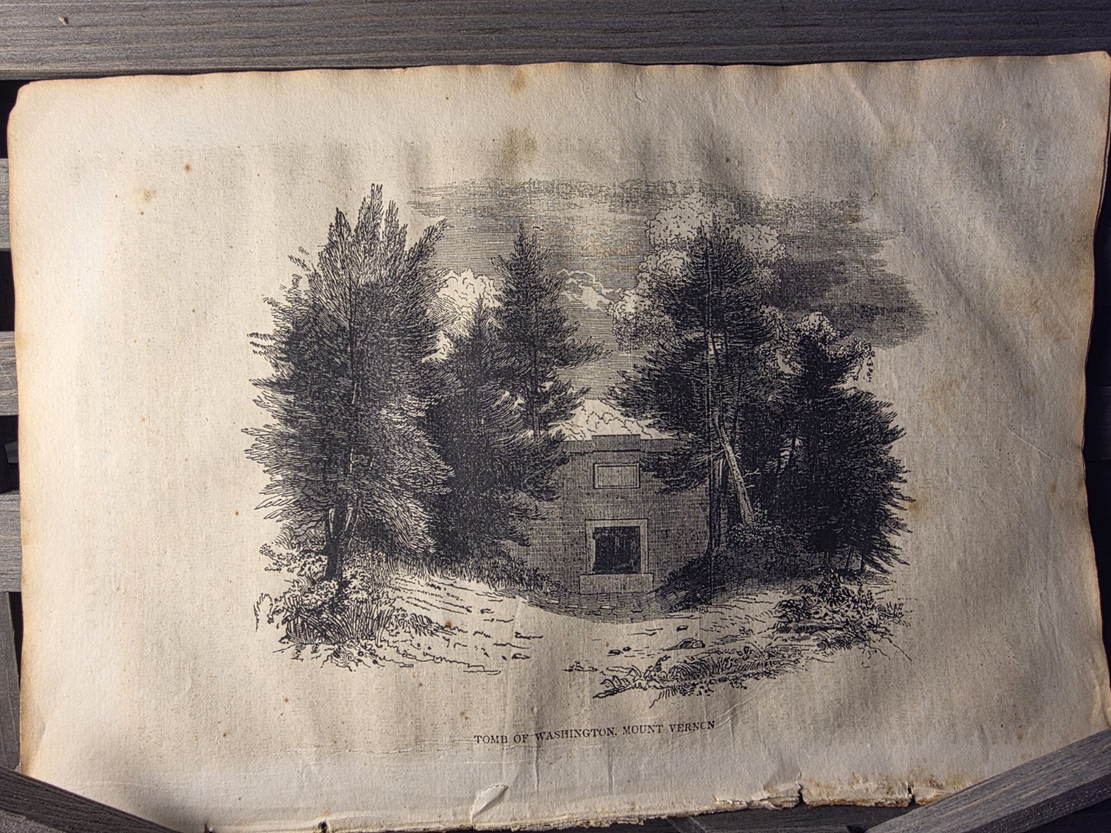Antique Mount Vernon Engraving 1836 Tomb of George Washington American History P