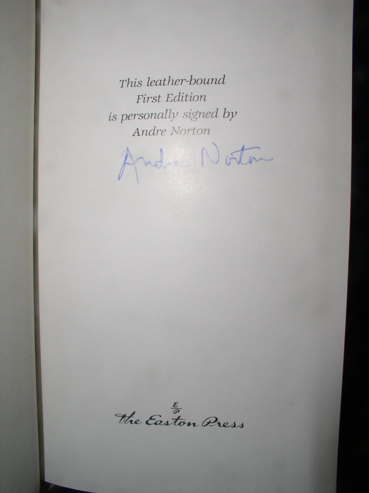 Andre Norton: Wizard’s World; Signed First Edition, Easton Full Leather, 1989