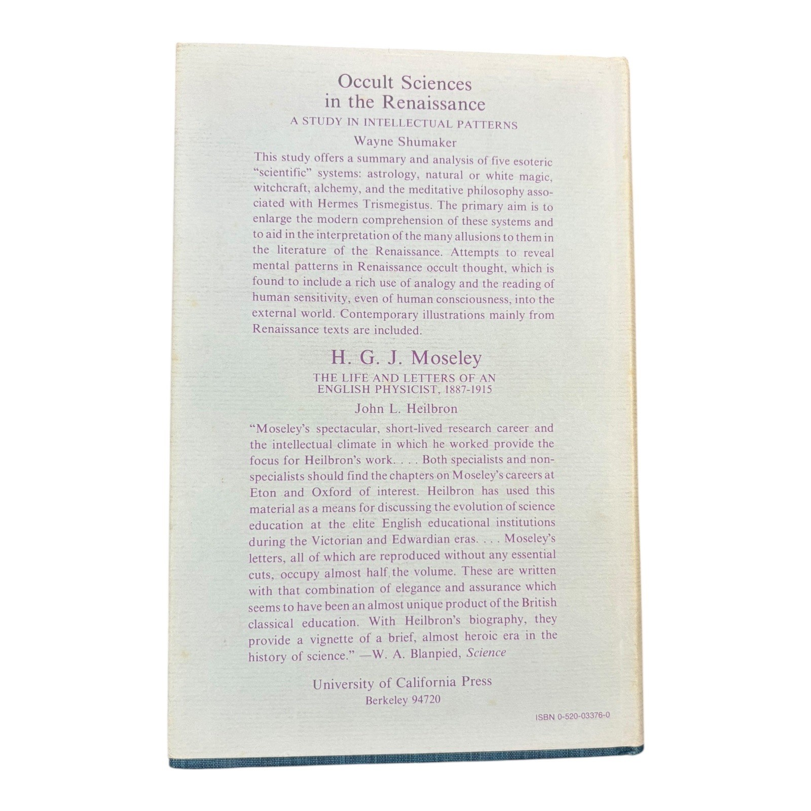 John Dee on Astronomy ~ Wayne Shumaker ~ First Edition Very Good Condition