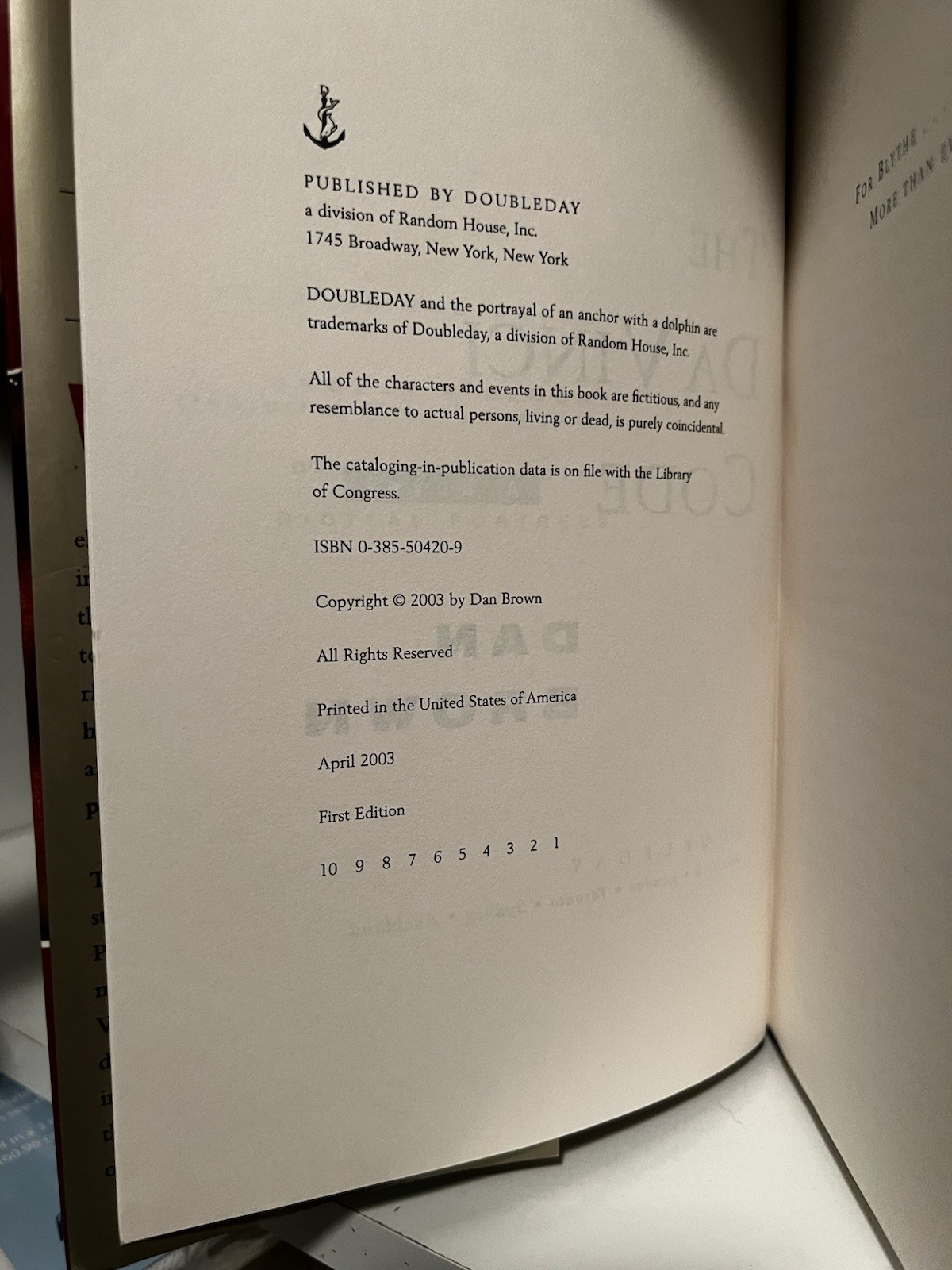 The Da Vinci Code Dan Brown 2003 True 1st Edition 1st Printing HC/DJ RARE Errors