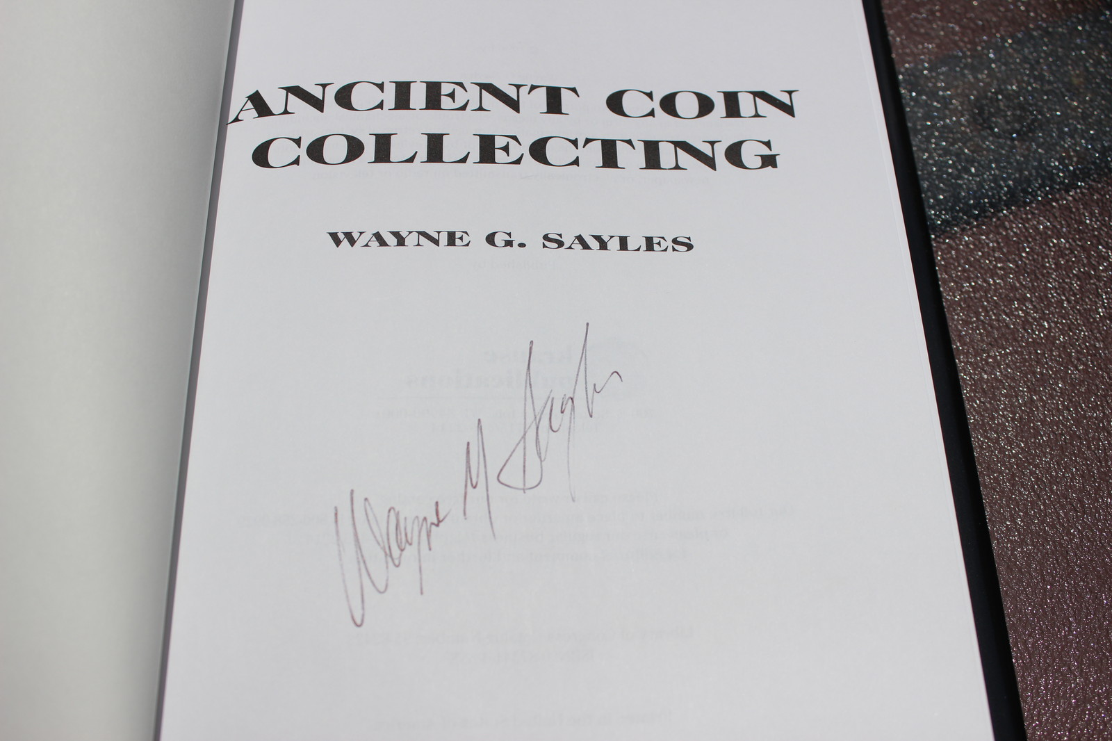 Ancient coin collecting (V.1), by Wayne G. Sayles, signed by the author