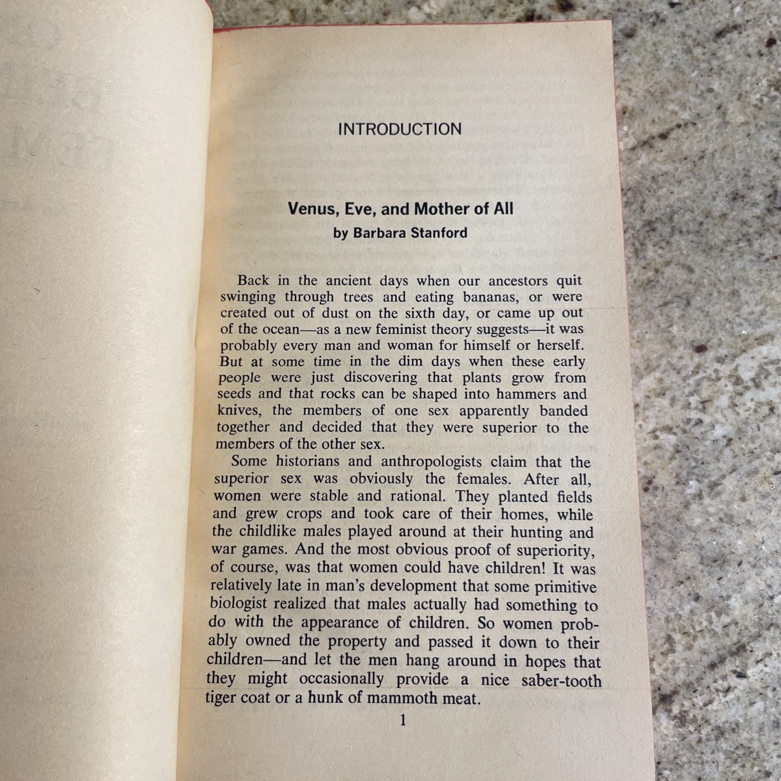 On Being Female An Anthology (edited By Barbara Stanford) 1st Ed. Paperback 1974