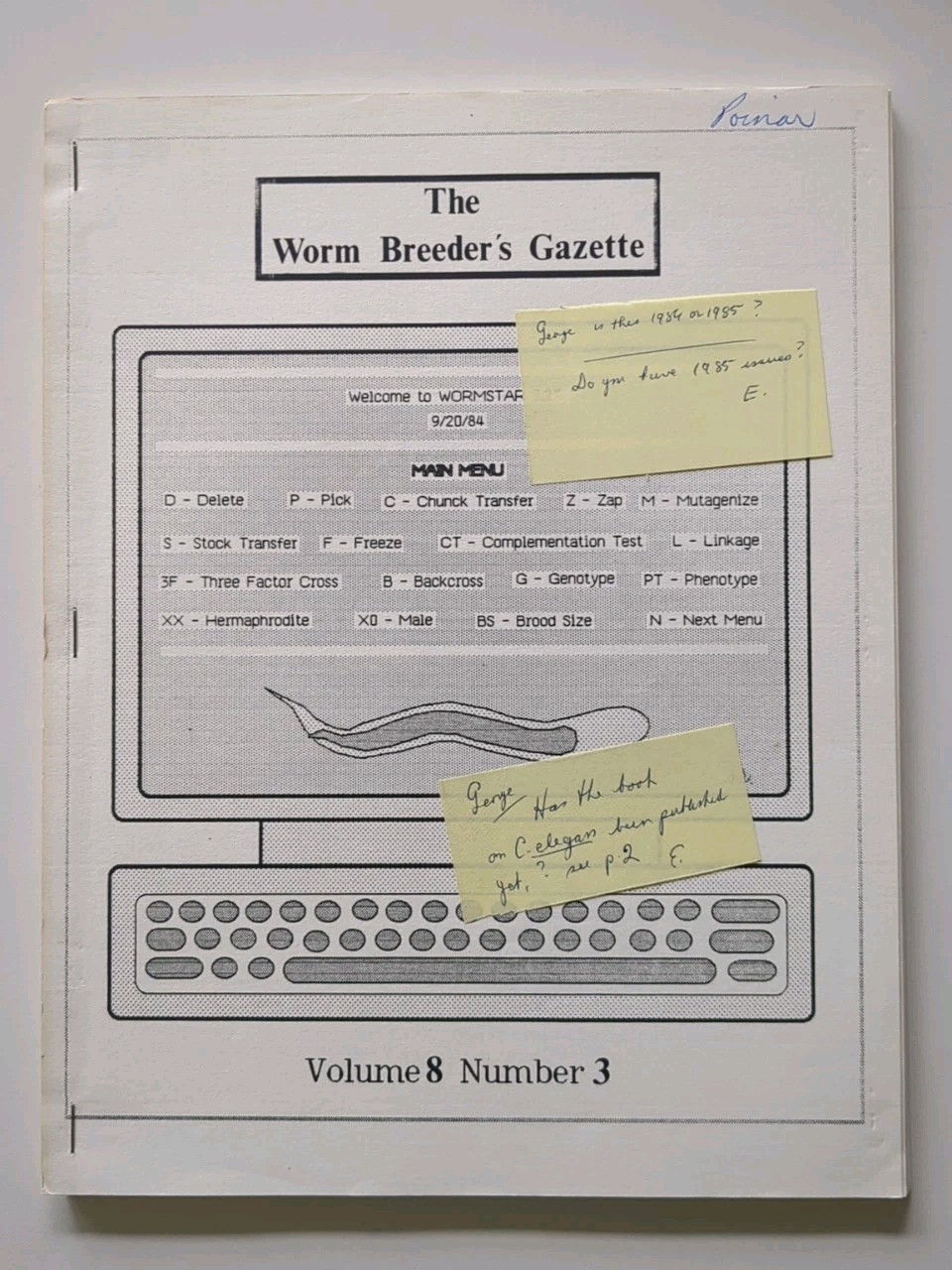 Worm Breeder’s Gazette Volume 8 No 3 1984 – George Poinar Jr. Estate