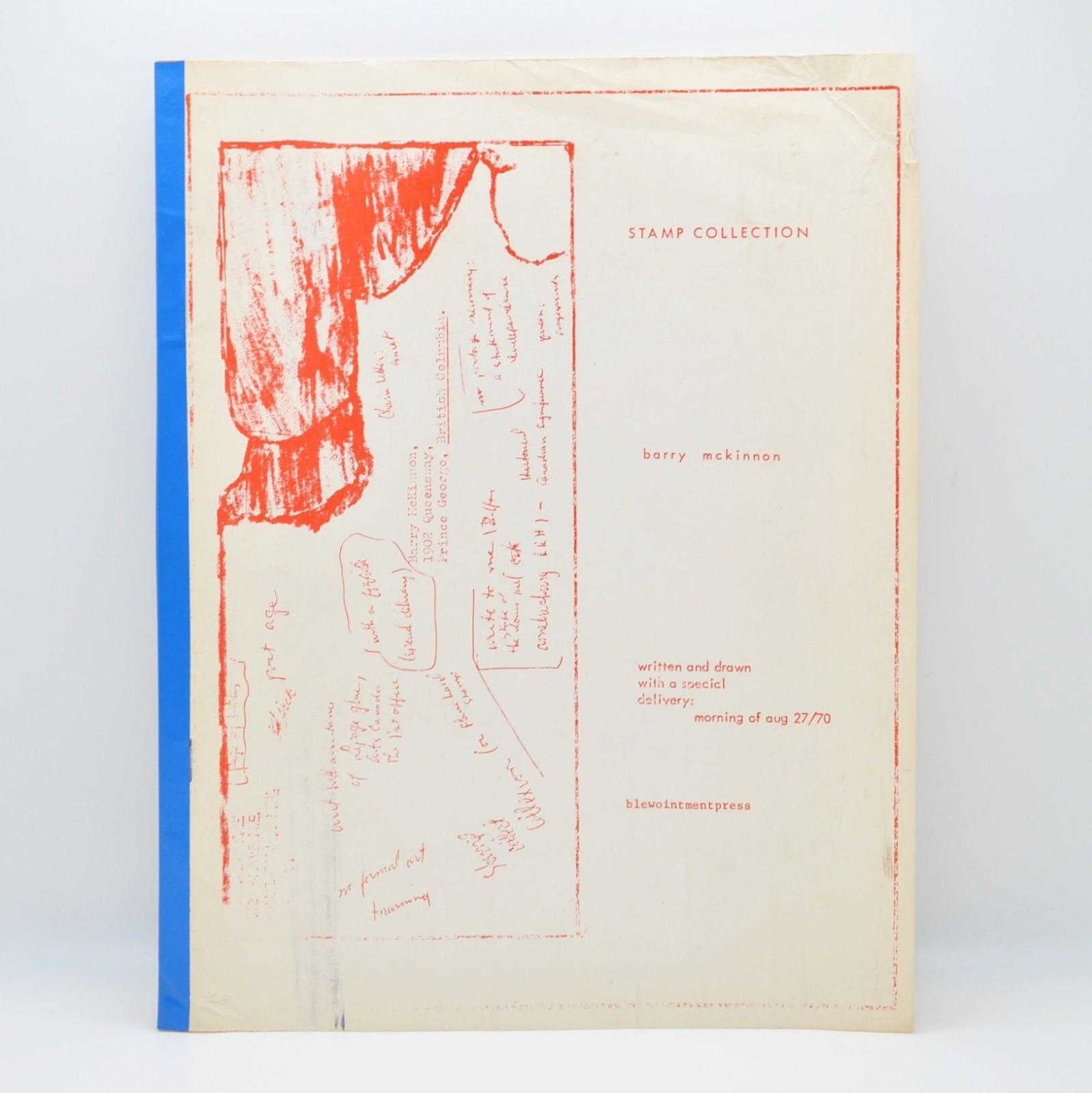 Barry Benjamin McKinnon, Stamp Collection, blewointment, 1973, Concrete Poetry