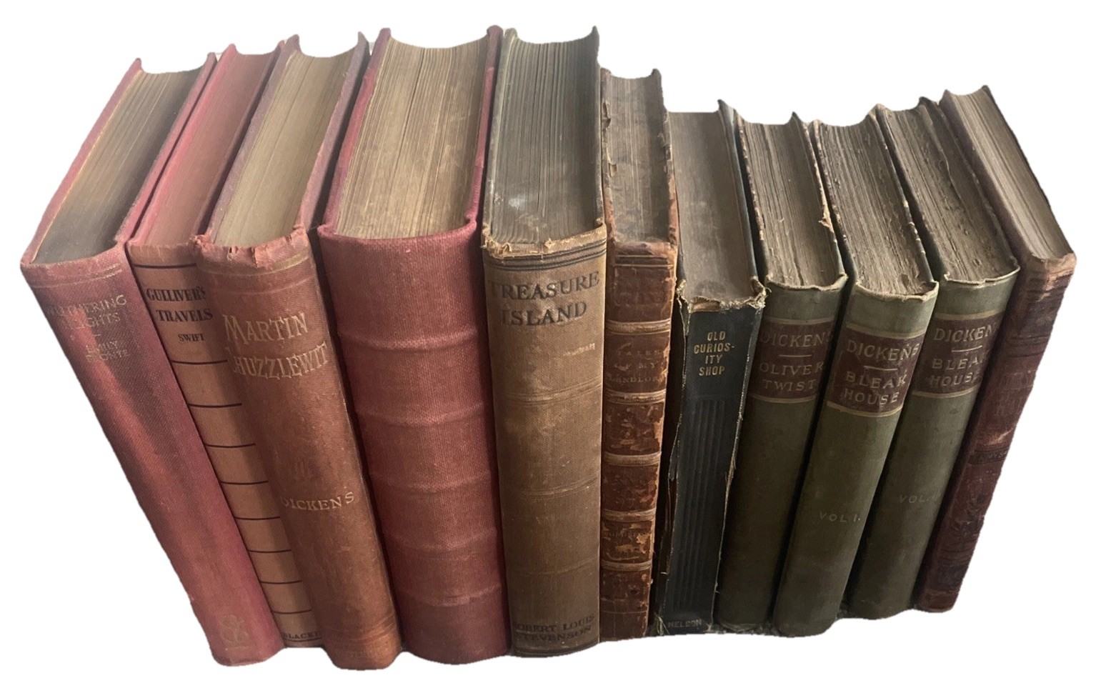 Antique Books Bundle x 11 World Classics Shelf Fillers Various Colours